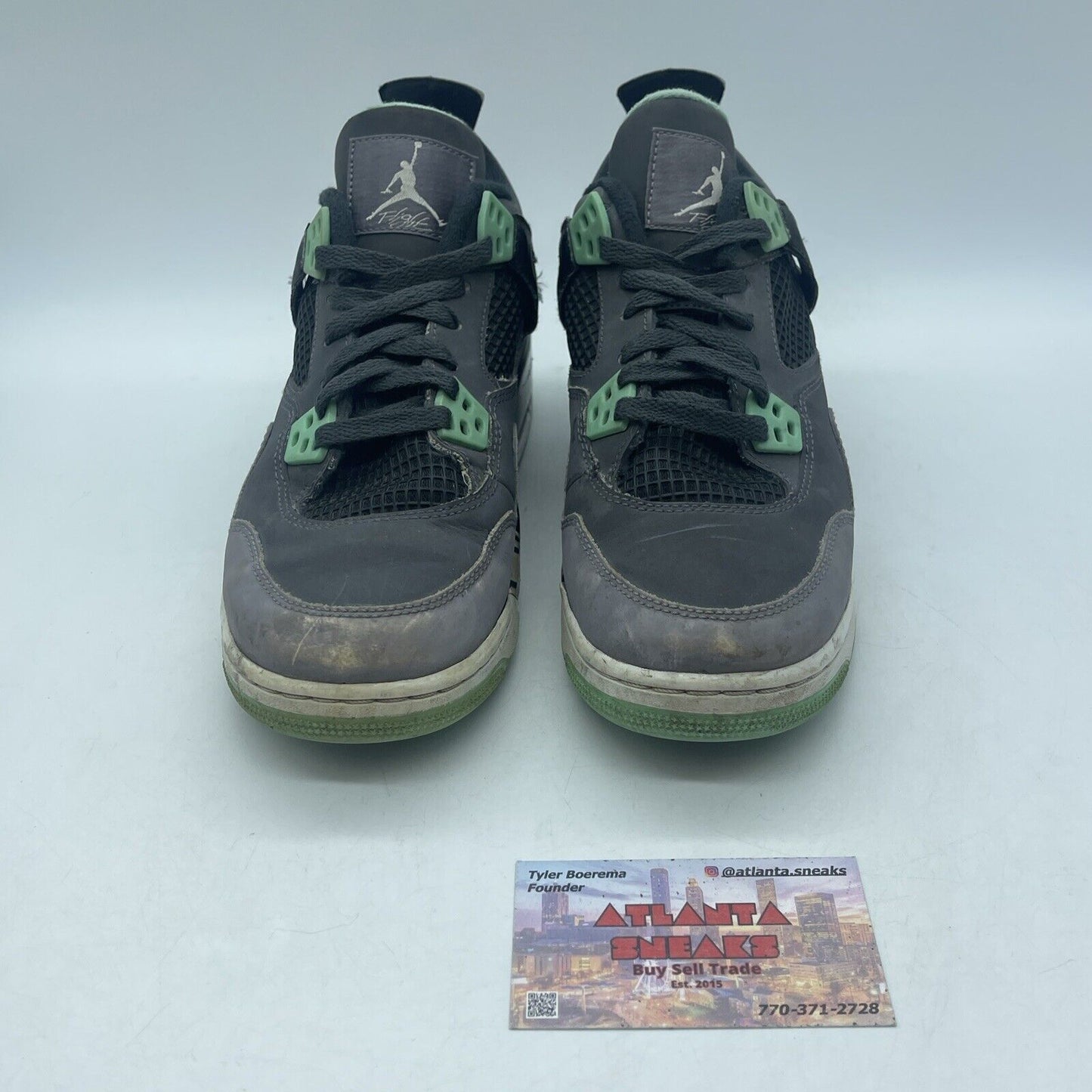 Size 6Y (GS) - Jordan 4 Retro Low Green Glow Grey Black Suede (408452-033)