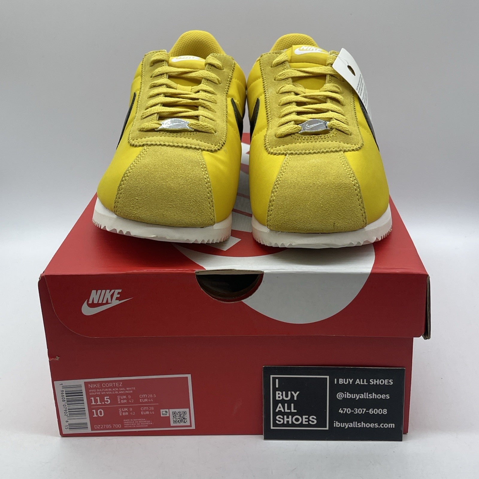 Size 11.5W - Nike Cortez Vivid Sulfur Yellow Black Suede Leather (DZ2795-700)