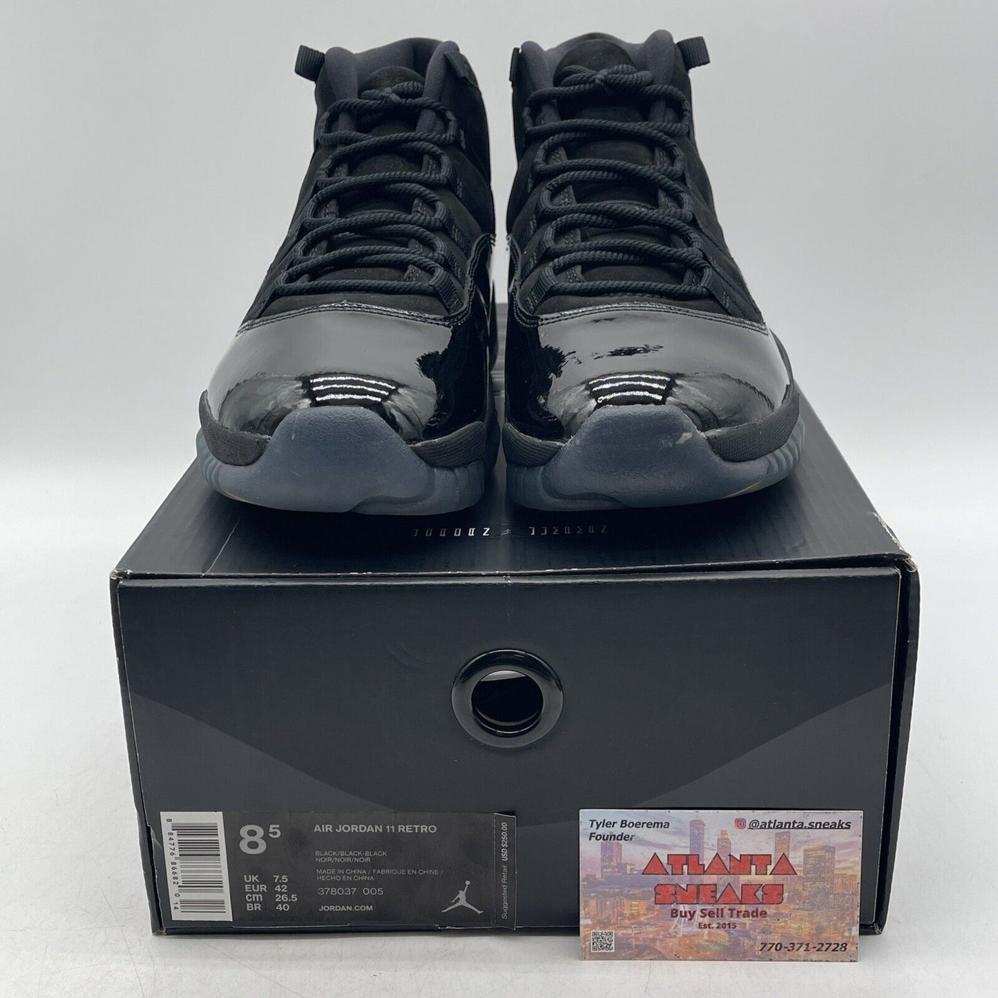 Size 8.5 - Jordan 11 Retro Cap and Gown 2018 Black Suede Leather (378037-005)