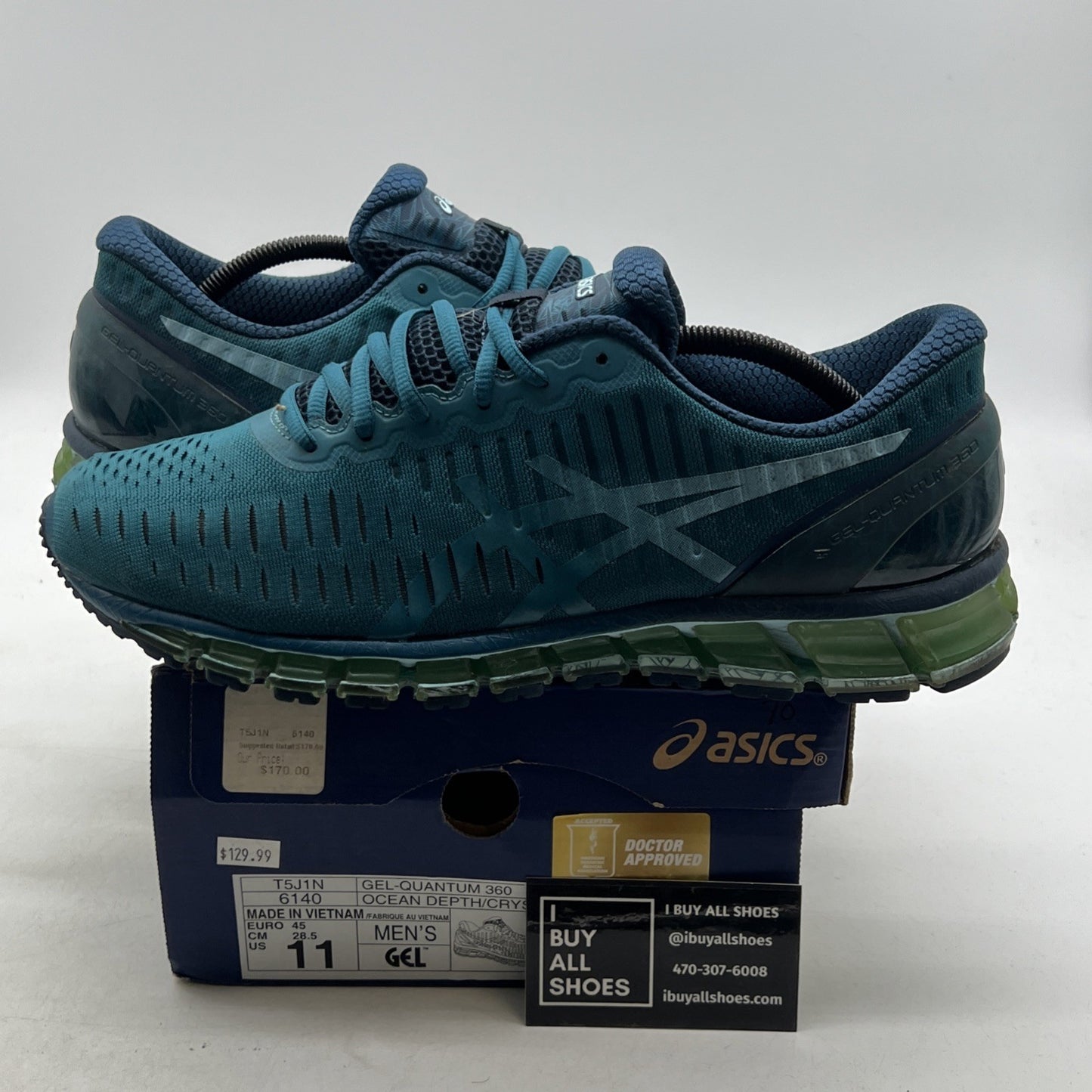 Size 11 - Asics Gel-Quantum 360 Knit Shoes Ocean Depth Crystal Blue (T5J1N6140)