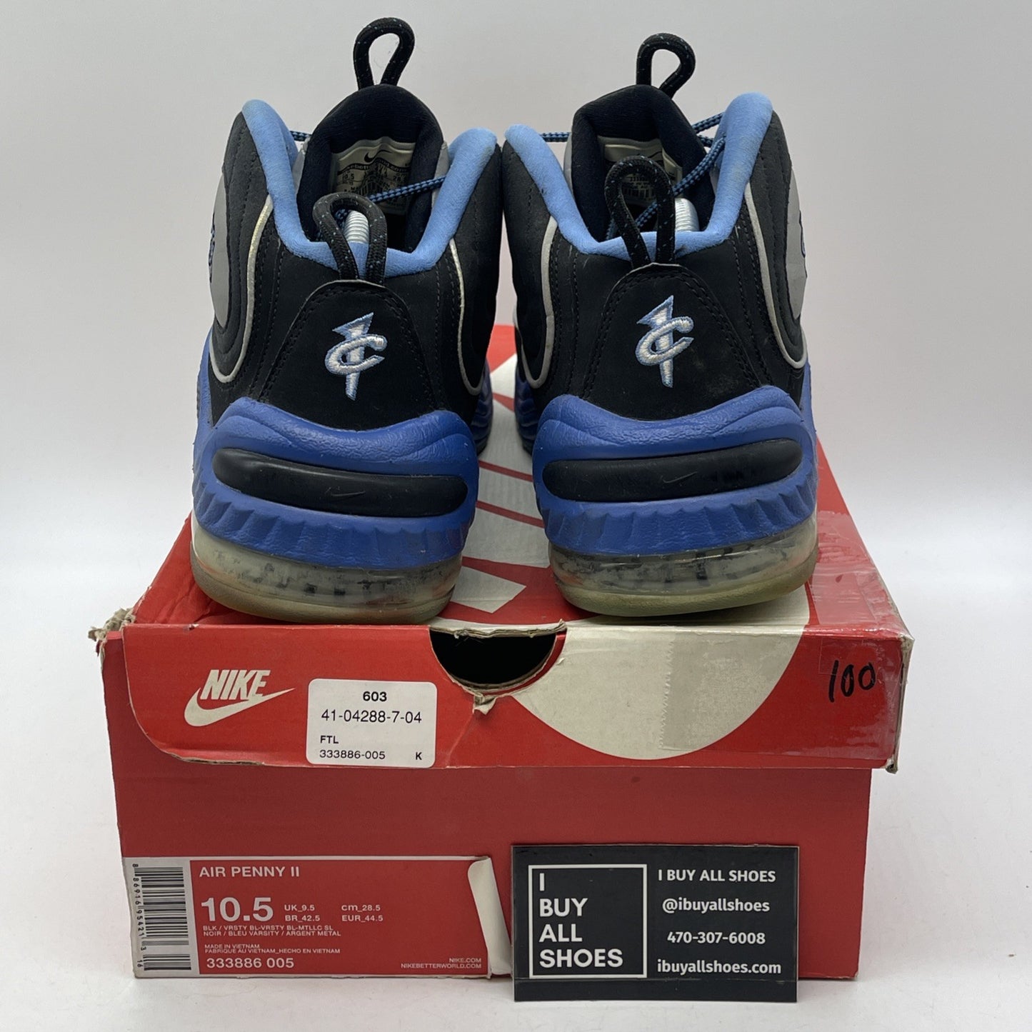 Size 10.5 - Nike Air Penny 2 Varsity Royal Black Blue Suede (333886-005)