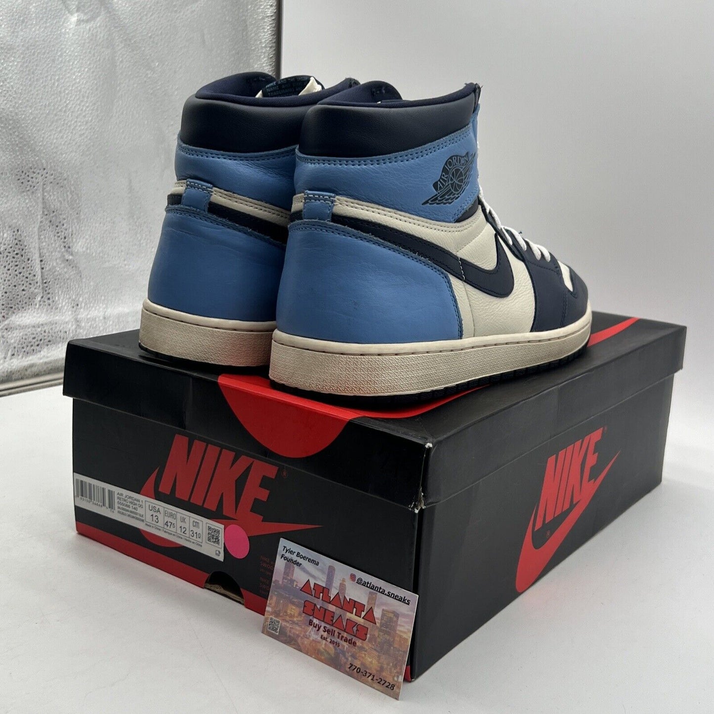 Size 13 - Jordan 1 Retro OG High Obsidian UNC 2019 Navy White (555088-140)