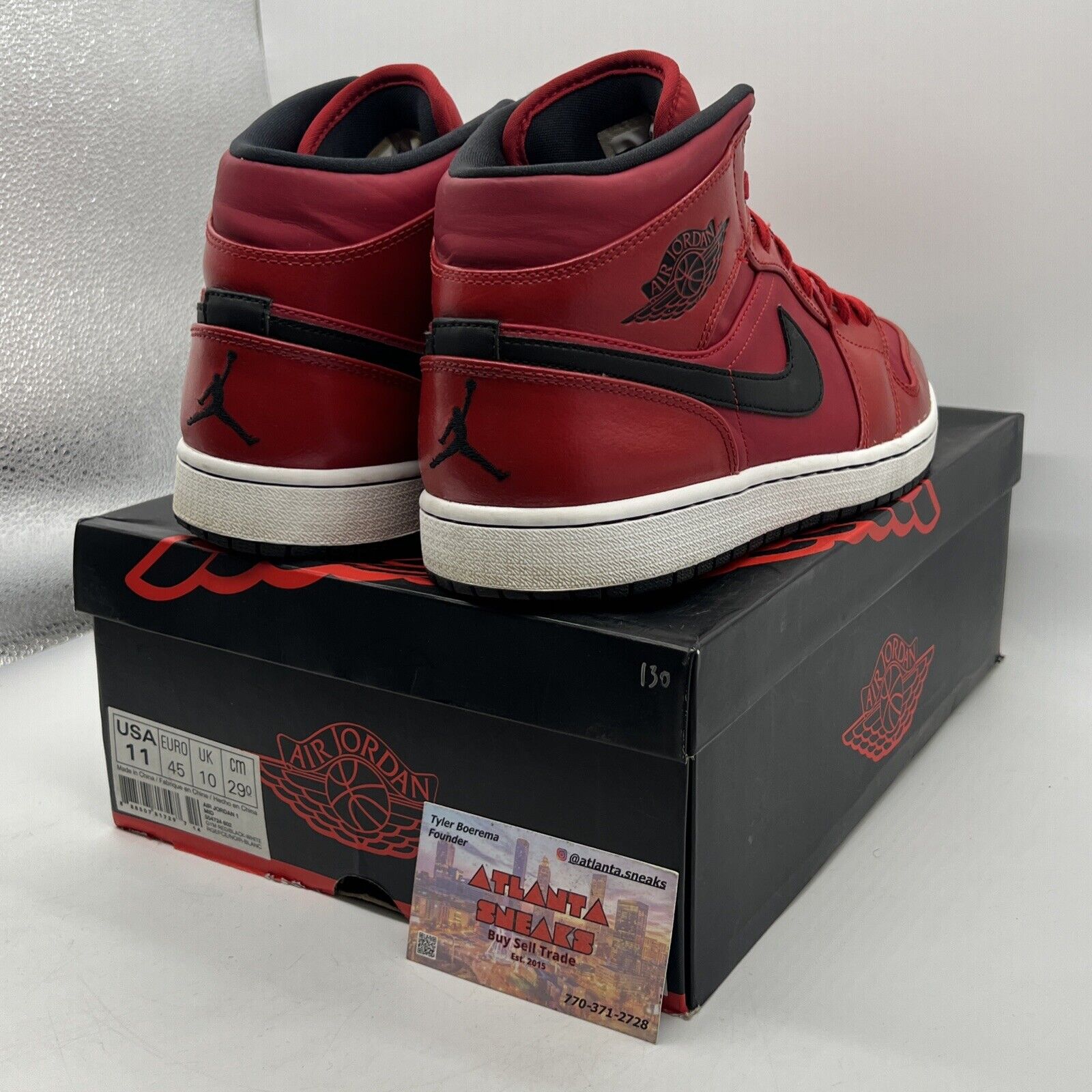 Size 11 - Air Jordan 1 Retro Mid Gym Red Black White Leather (554724-602)