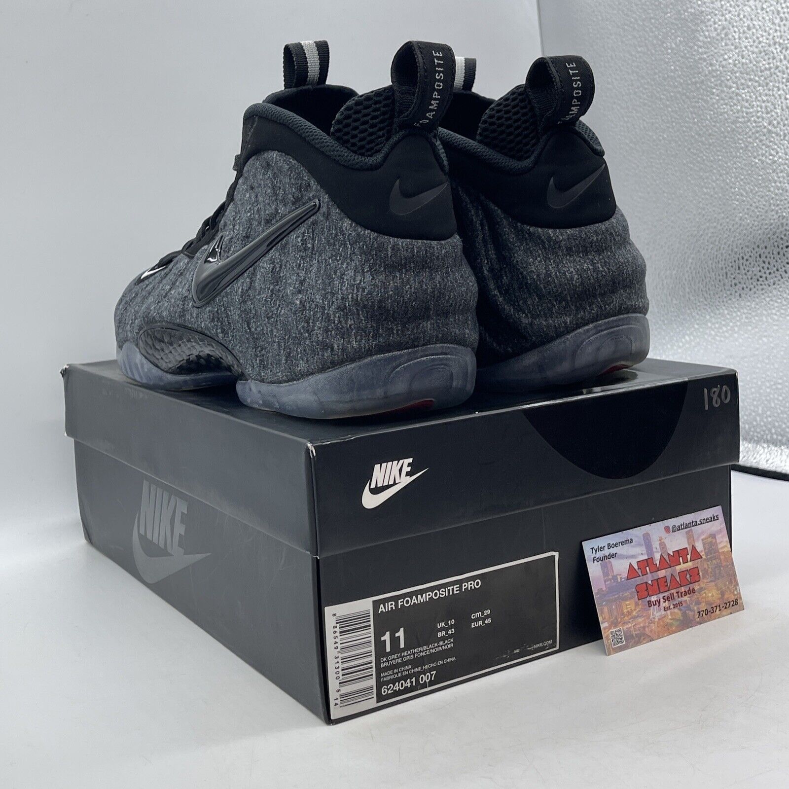 Size 11 - Nike Air Foamposite Pro Wool Fleece Grey Black Suede (624041-007)