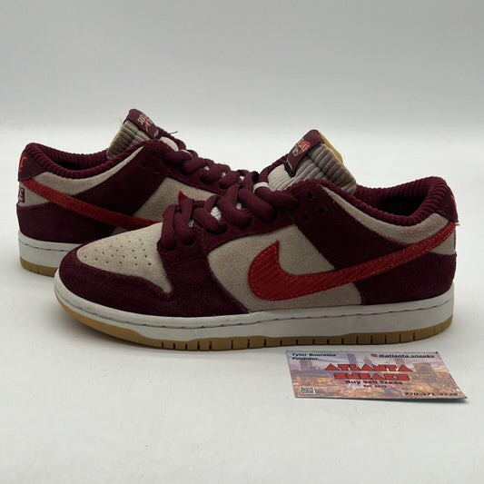 Size 4.5 - Nike Skate Like a Girl x Dunk SB Low White Maroon Suede (DX4589-600)