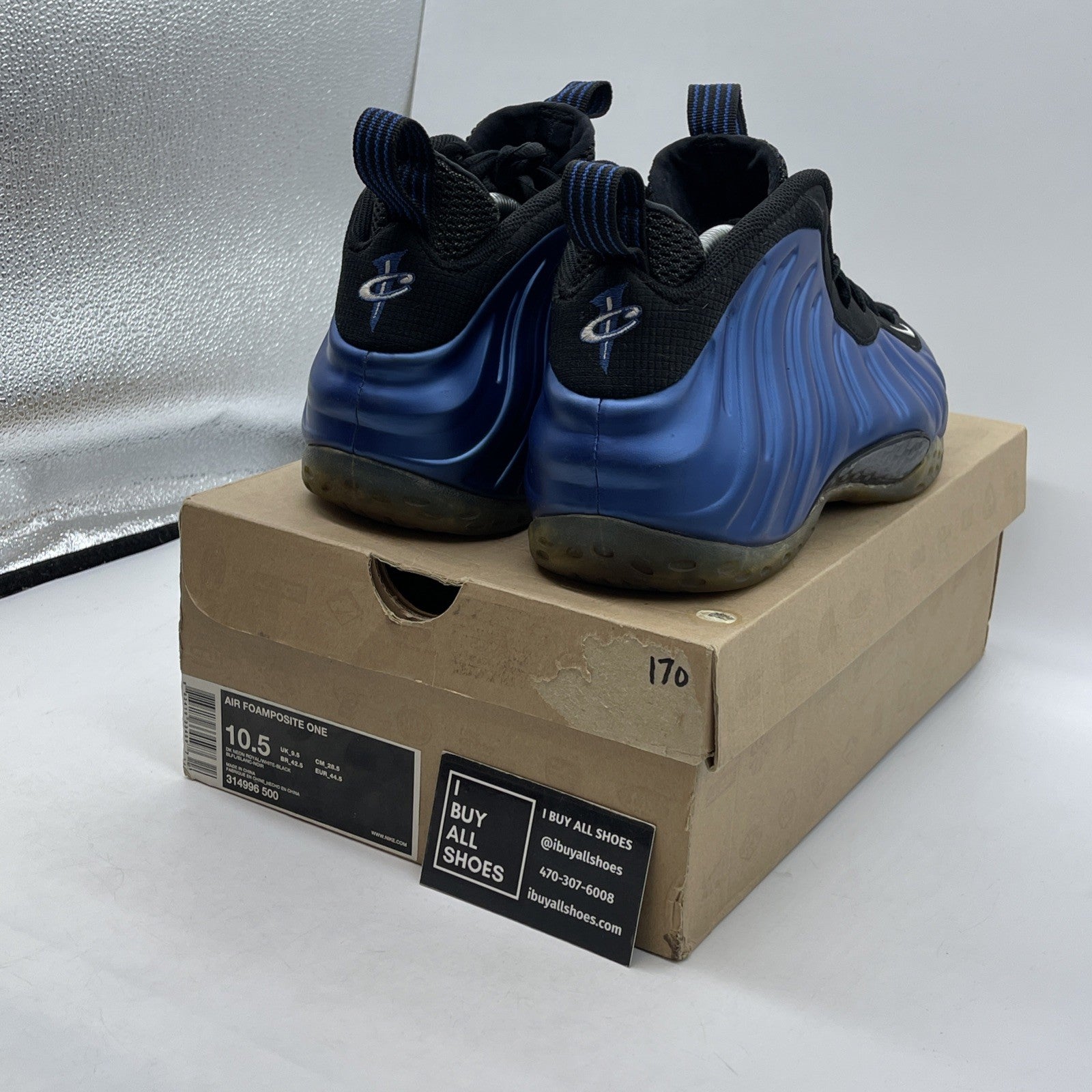 Size 10.5 - Nike Air Foamposite One 2011 Royal Blue Black Suede (314996-500)