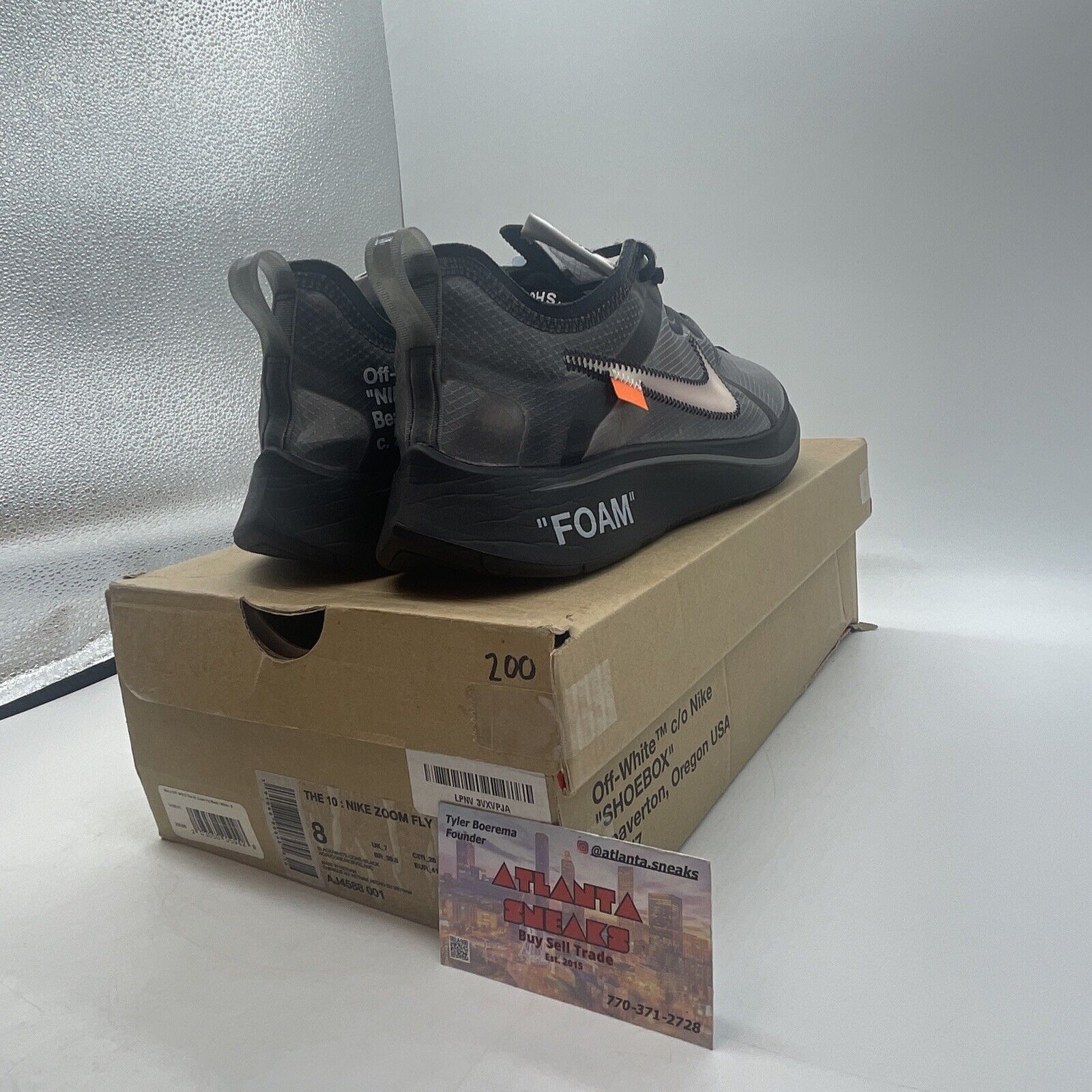 Size 8 - Nike Off-White x Zoom Fly SP Black White Orange (AJ4588-001)