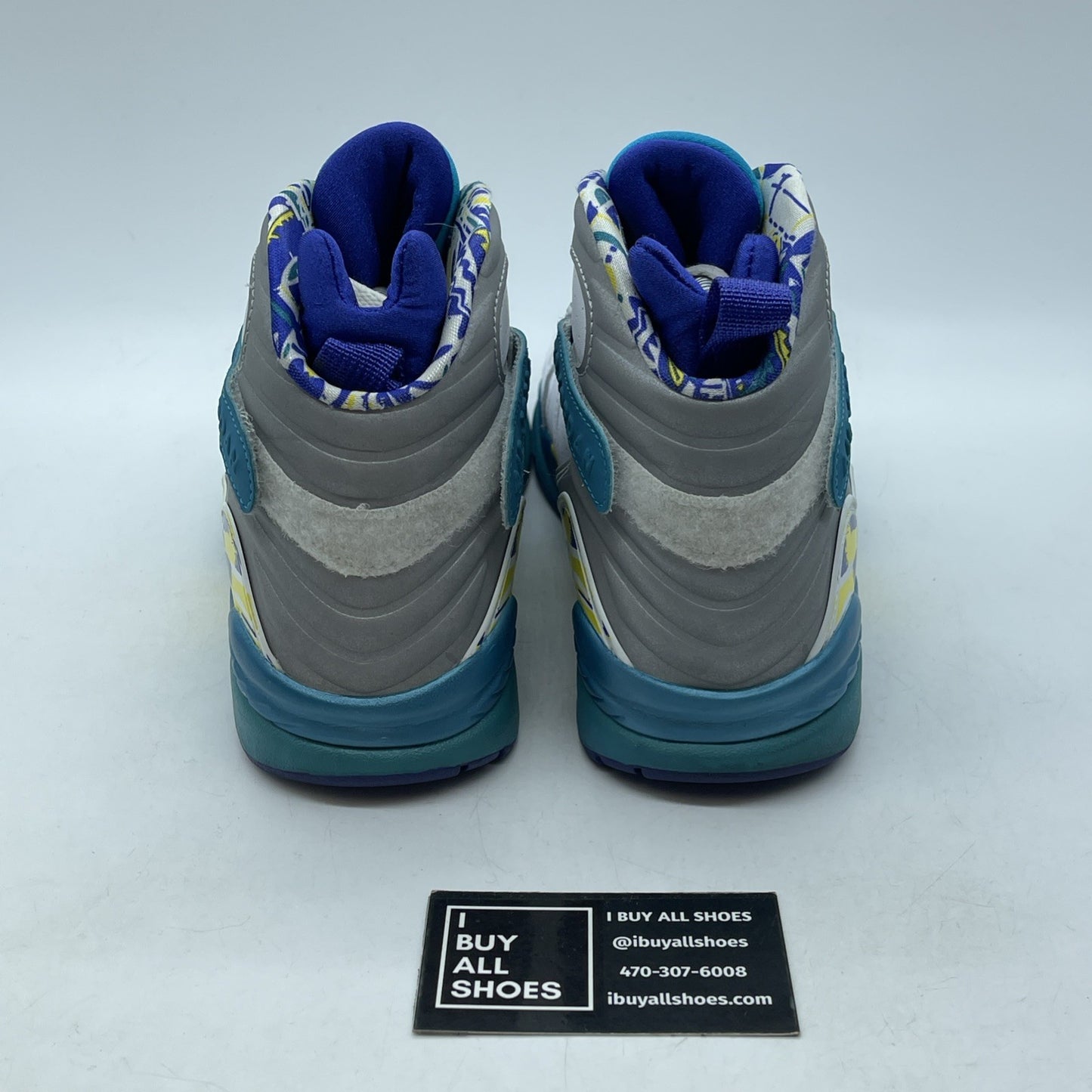 Size 9.5W - Air Jordan 8 Retro White Aqua Grey Blue Leather (CI1236-100)