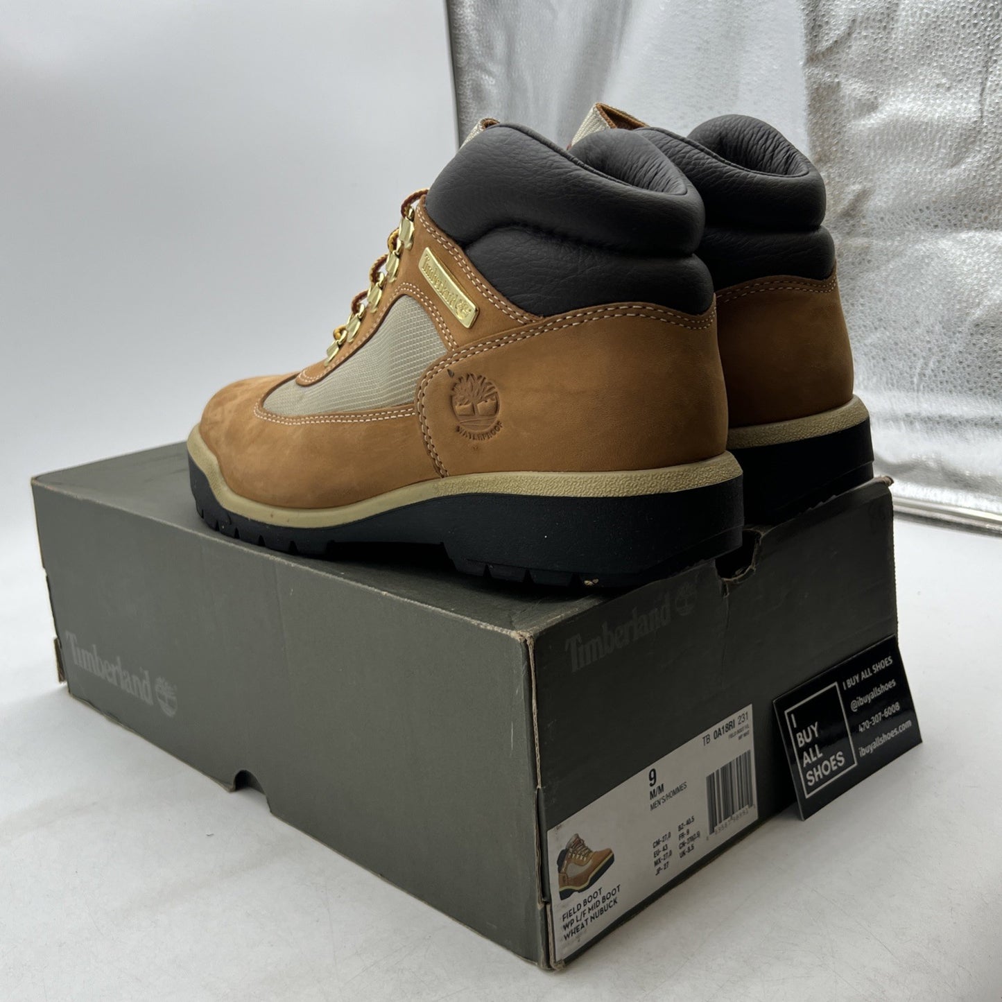 Size 9 - Timberland Men's Wheat Nubuck Leather Waterproof Boots (TB0A18RI231)