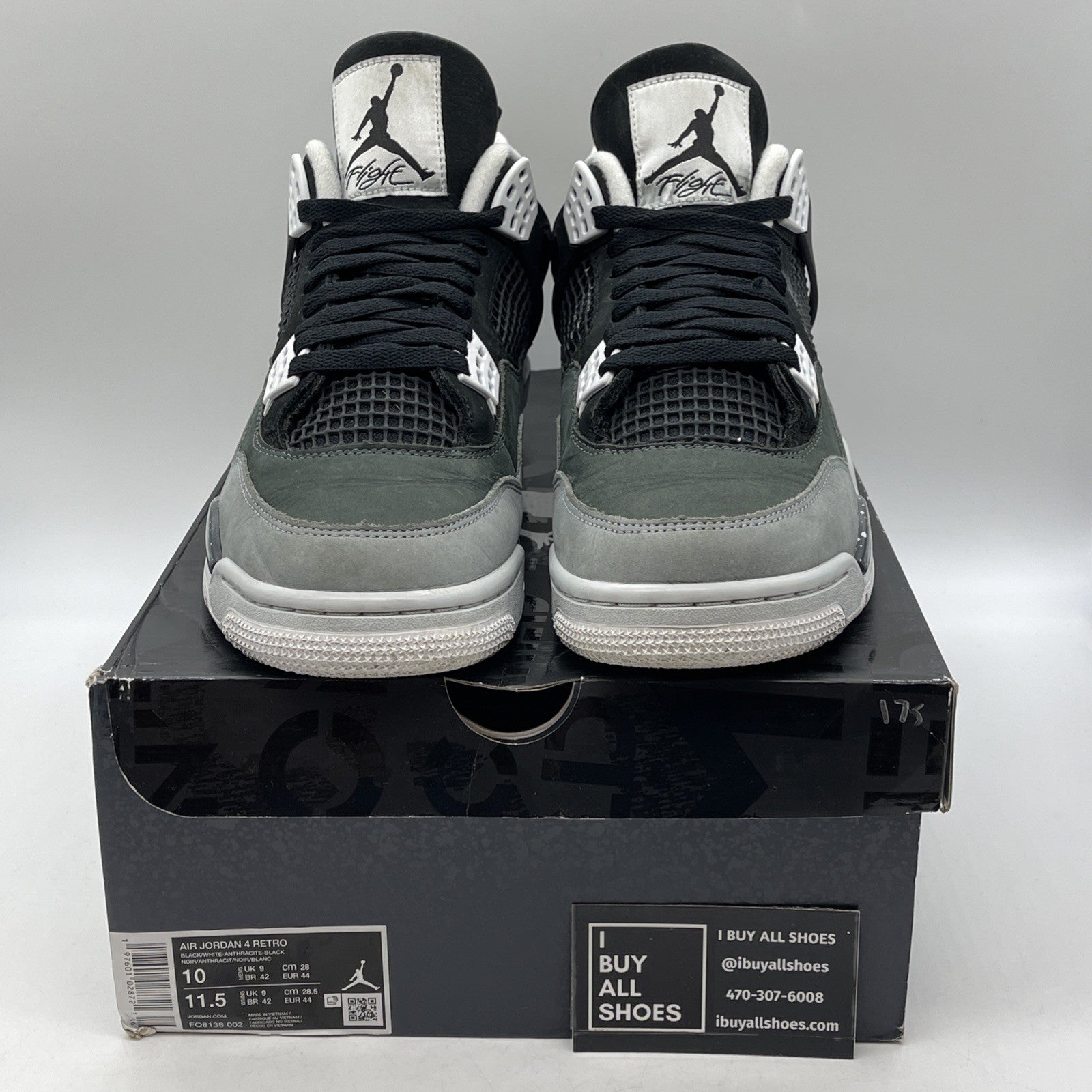 Size 10 - Air Jordan 4 Retro 2024 Fear Black White Suede (FQ8138-002)