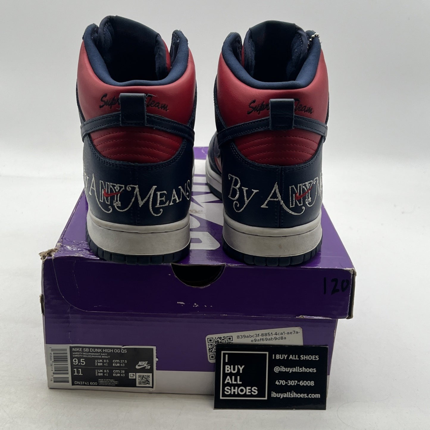 Size 9.5 - Supreme x Nike Dunk SB High By Any Means - Red Navy (DN3741-600)