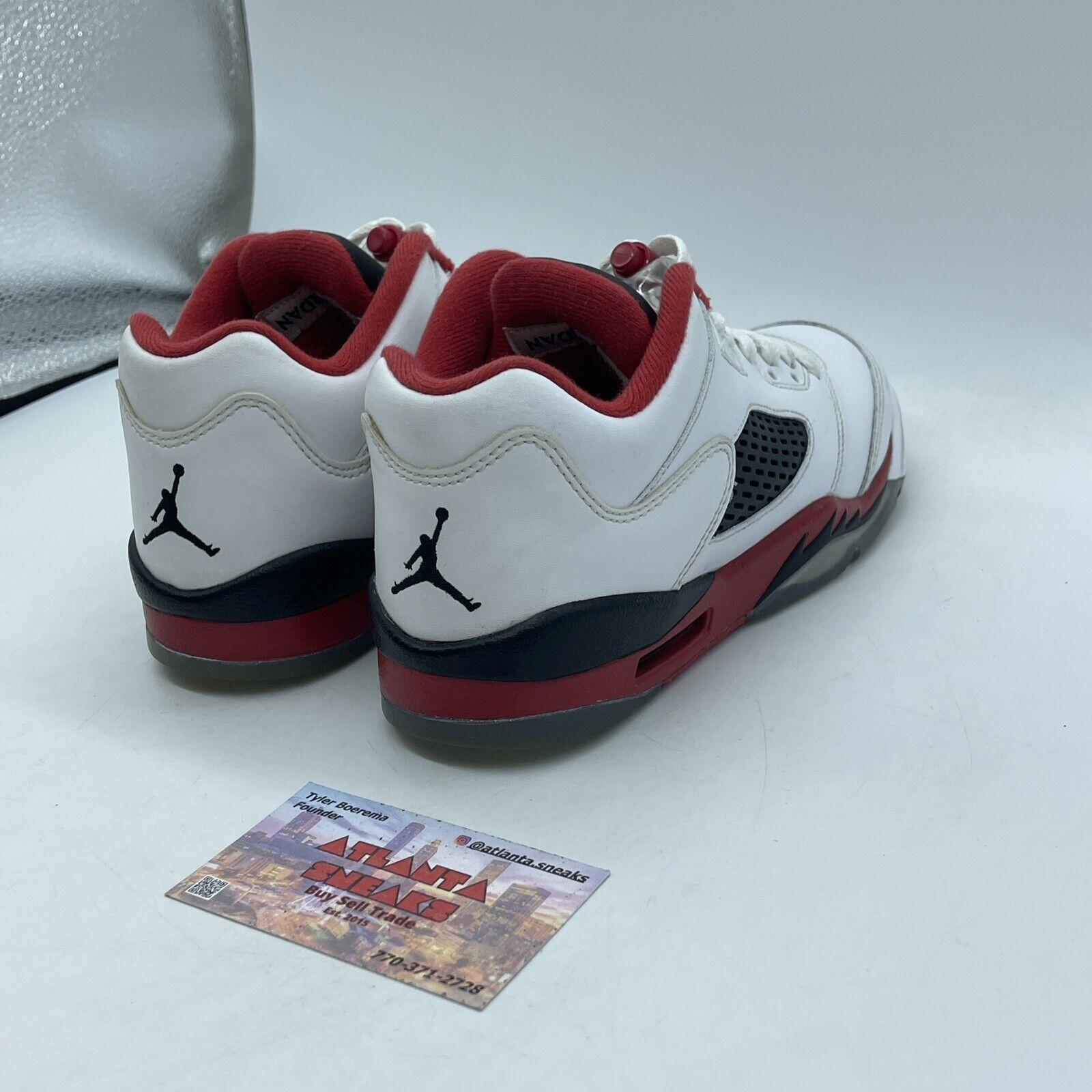 Size 4.5Y- Air Jordan 5 Retro 2016 Low Fire Red Black White Leather (314338-101)