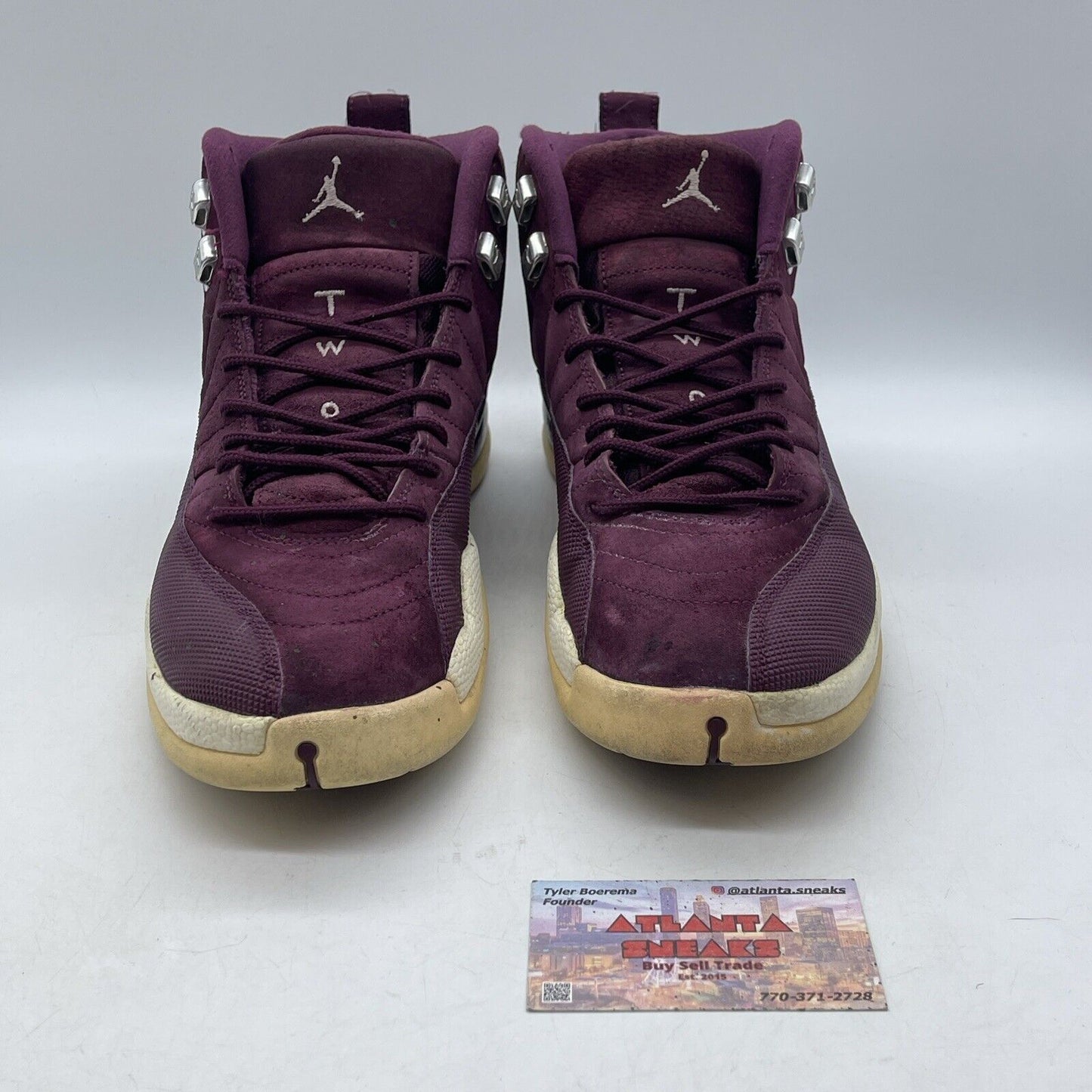 Size 10 - Air Jordan 12 Retro Bordeaux Burgundy Suede Leather White (130690-617)