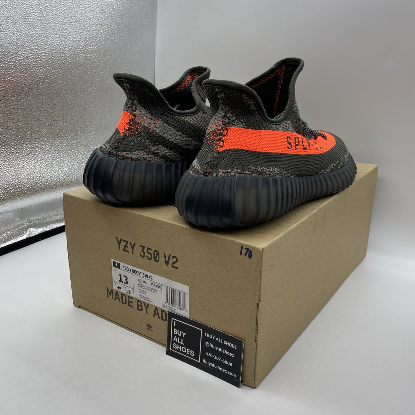Size 13 - adidas Yeezy Boost 350 V2 Low Carbon Beluga Green Suede (HQ7045)