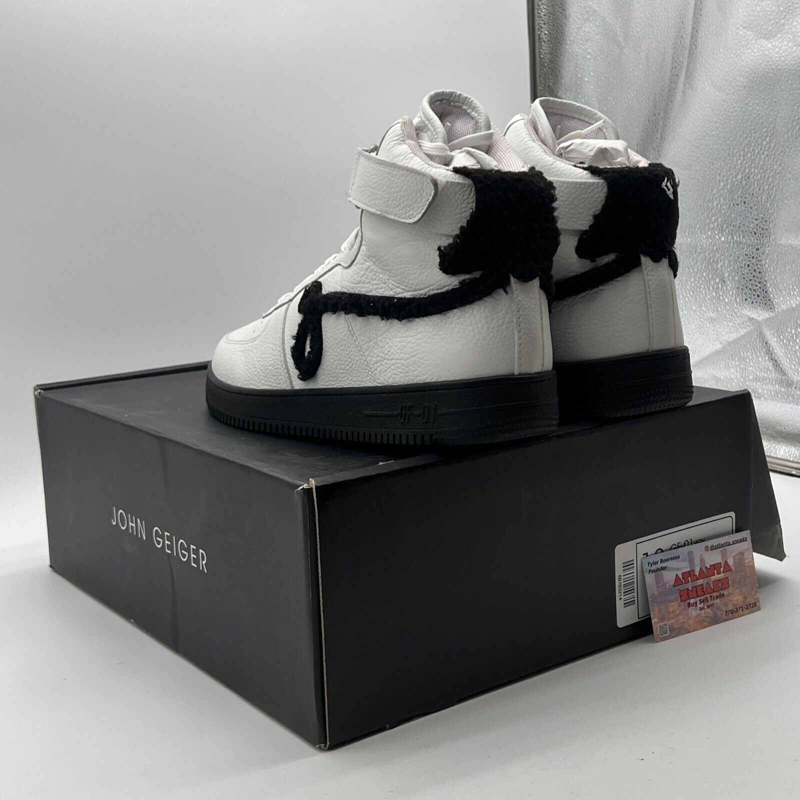 Size 13 - John Geiger GF-01 white/black chenille