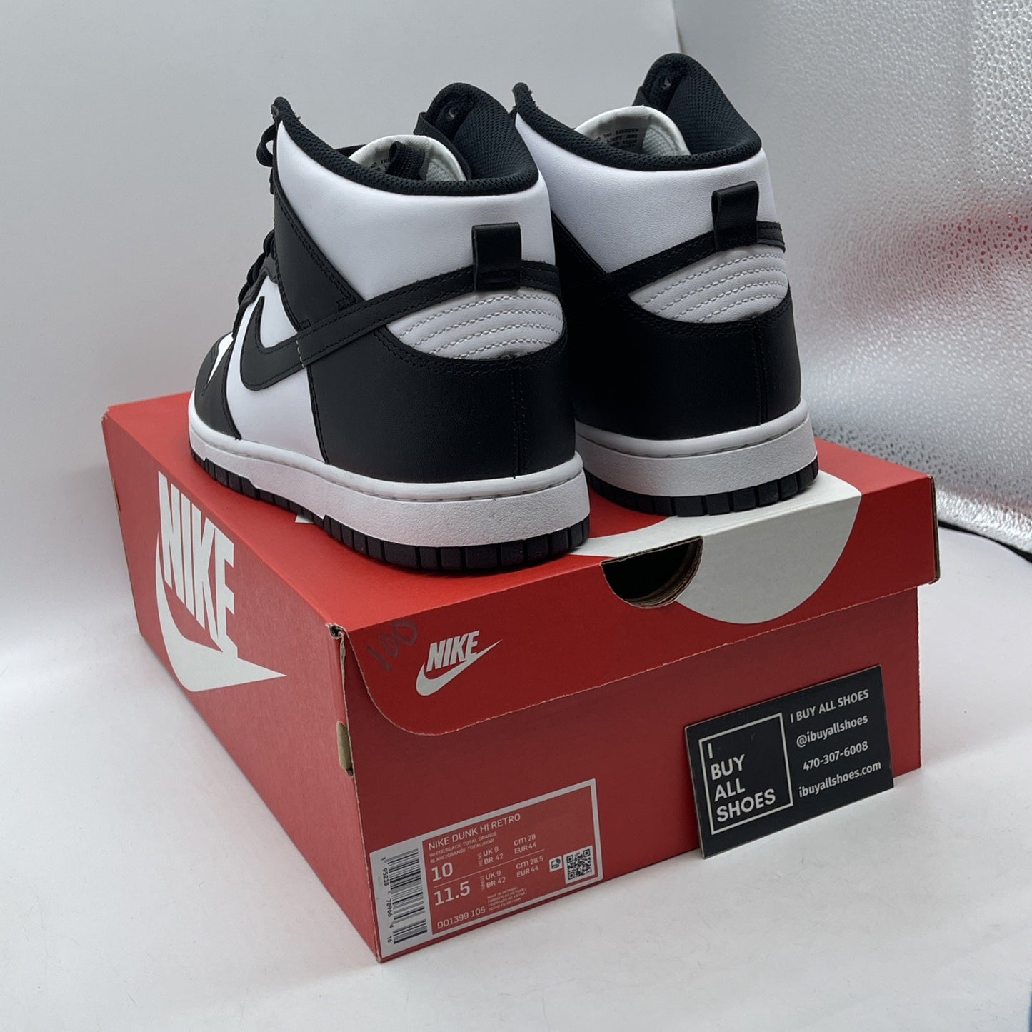 Size 10 - Nike Dunk High Black White Leather (DD1399-105)