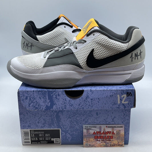 Size 11 - Nike Ja 1 Light Smoke Grey White Orange Black Leather (DR8785-100)