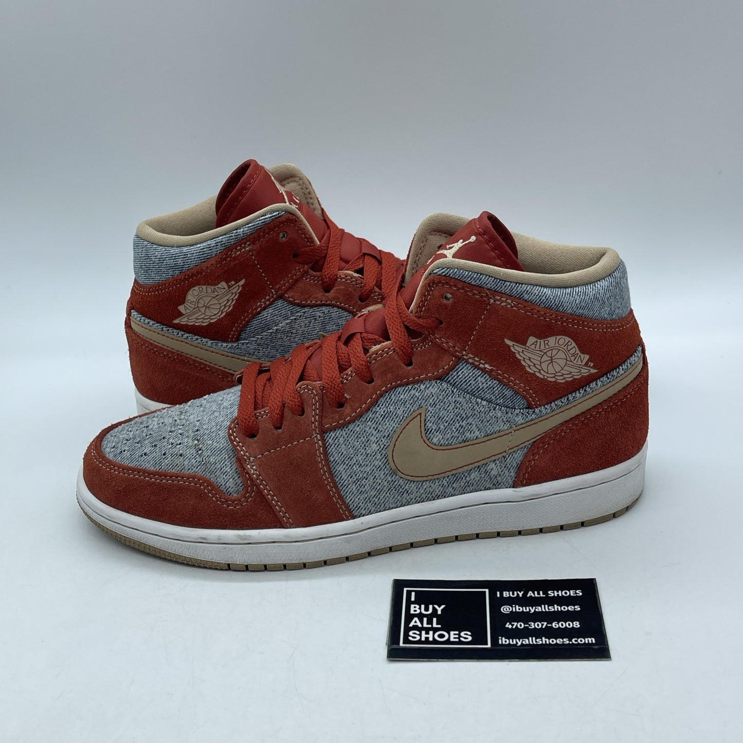 Size 8.5 - Air Jordan 1 Mid Denim Red Blue Brown Suede (DM4352-600)