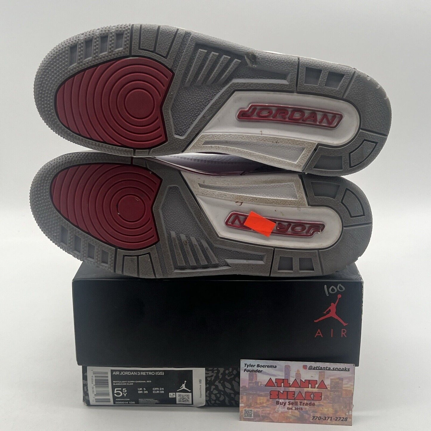 Size 5.5Y - Jordan 3 Retro Mid Cardinal Red White Yellow (398614-126)