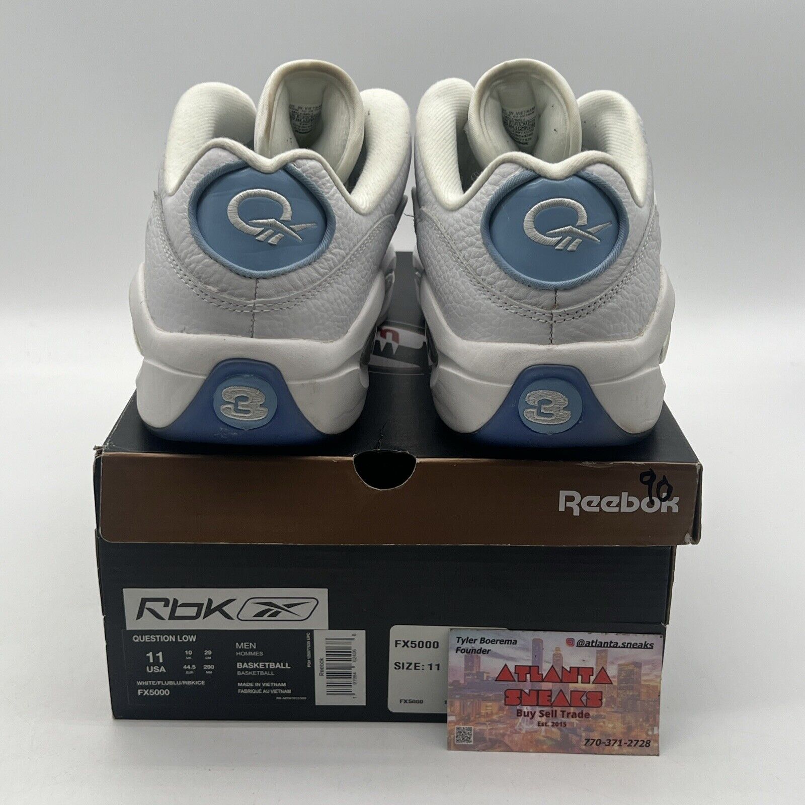 Size 11 - Reebok Question Patent Low Fluid Blue White Leather (FX5000)