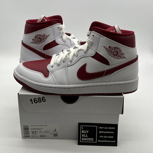 Size 10.5 - Air Jordan 1 Mid White Pomegranate W (BQ6472-161)