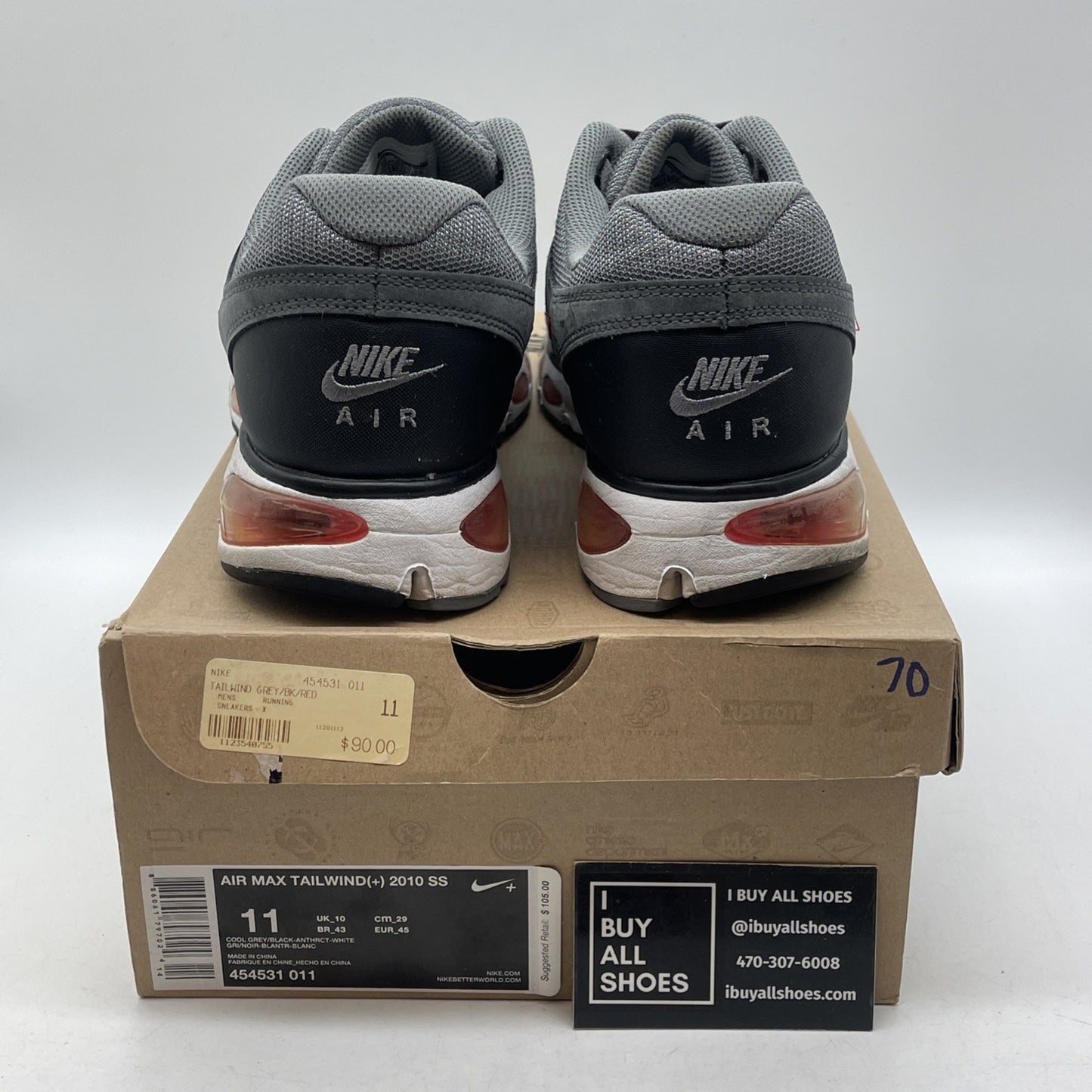 Size 11 - NWOB Nike Tailwind Sneakers Shoes Grey Suede Leather (454531-011)