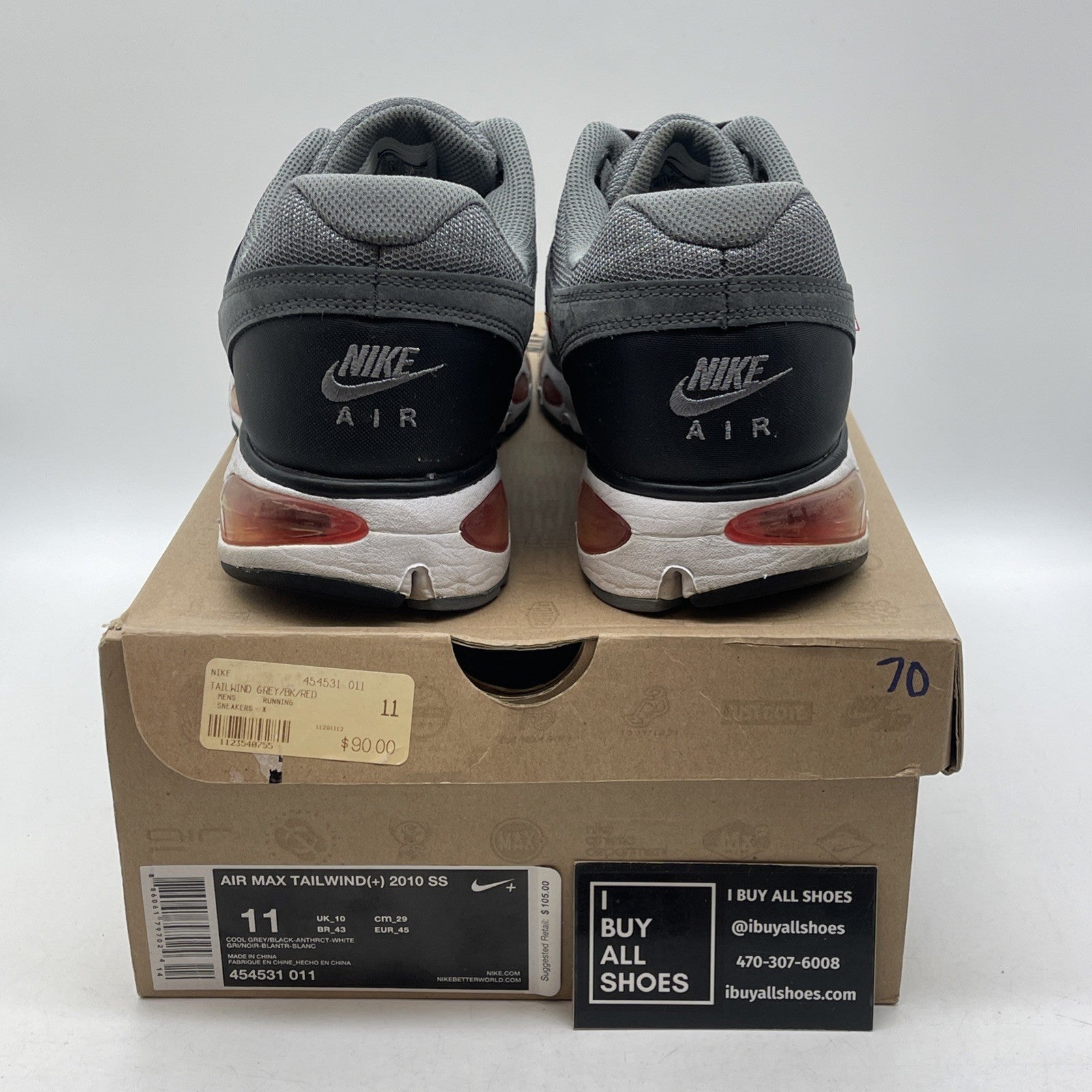 Size 11 - NWOB Nike Tailwind Sneakers Shoes Grey Suede Leather (454531-011)