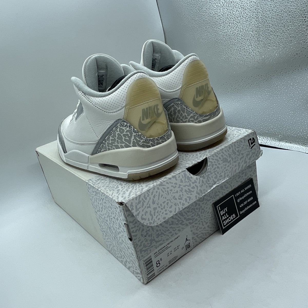 Size 8.5 - Air Jordan 3 Retro Craft Ivory Grey White Leather (FJ9579-100)