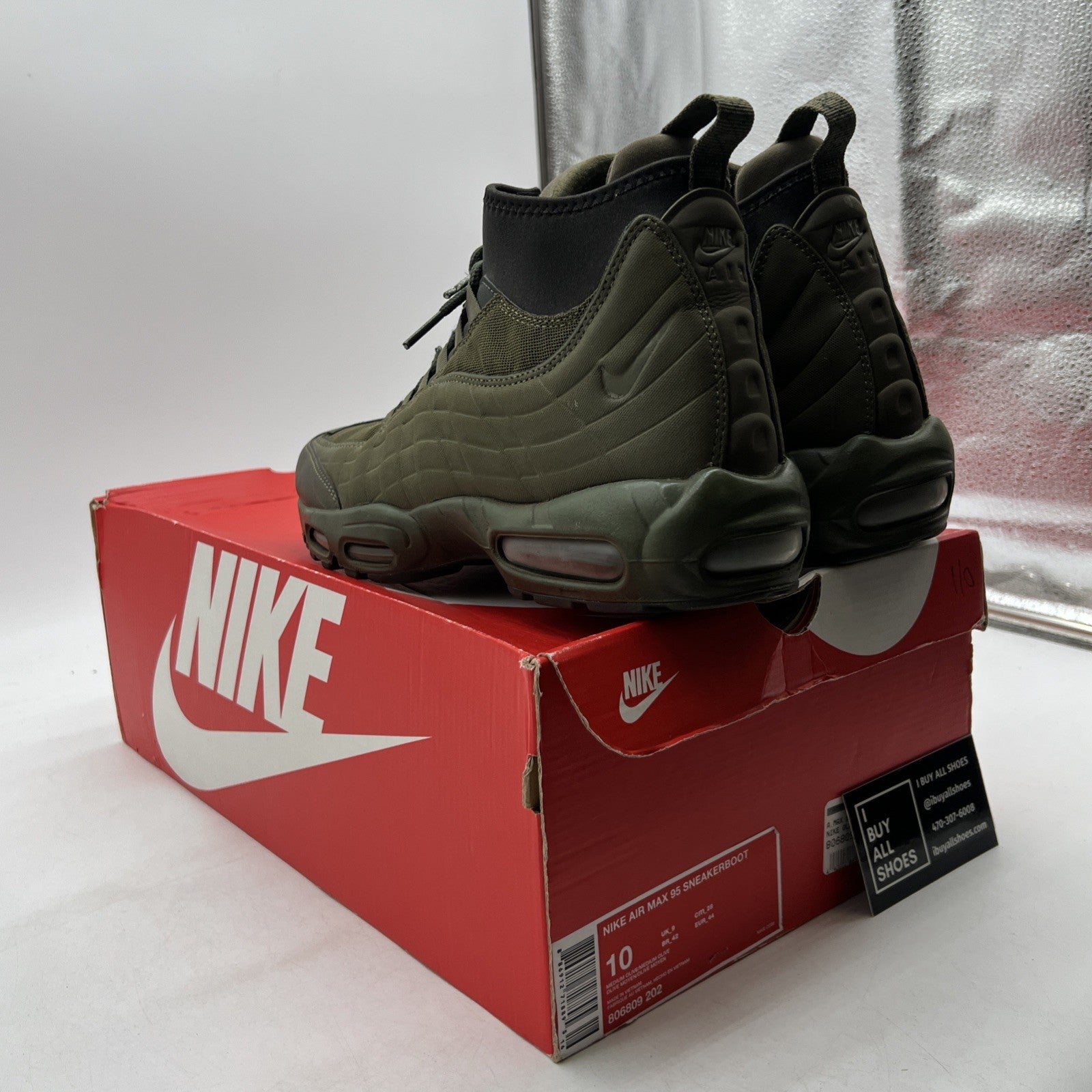 Size 10 - Nike Air Max 95 Sneakerboot Medium Olive (806809-202)