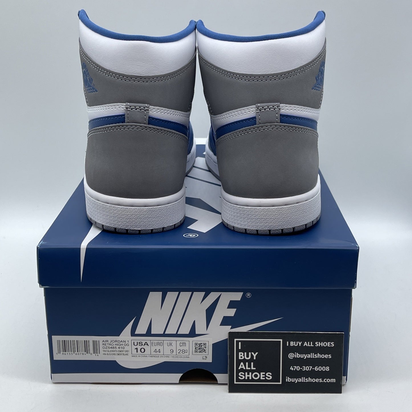Size 10 - Jordan 1 Retro OG High True Blue Grey Leather Suede (DZ5486-410)