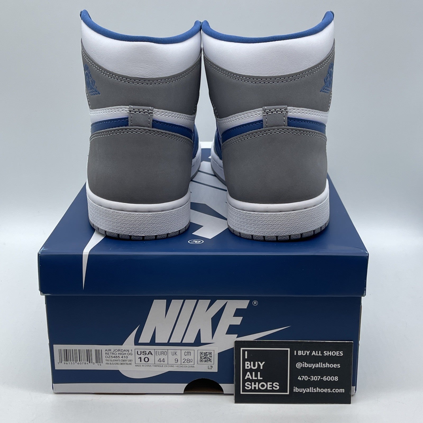 Size 10 - Jordan 1 Retro OG High True Blue Grey Leather Suede (DZ5486-410)