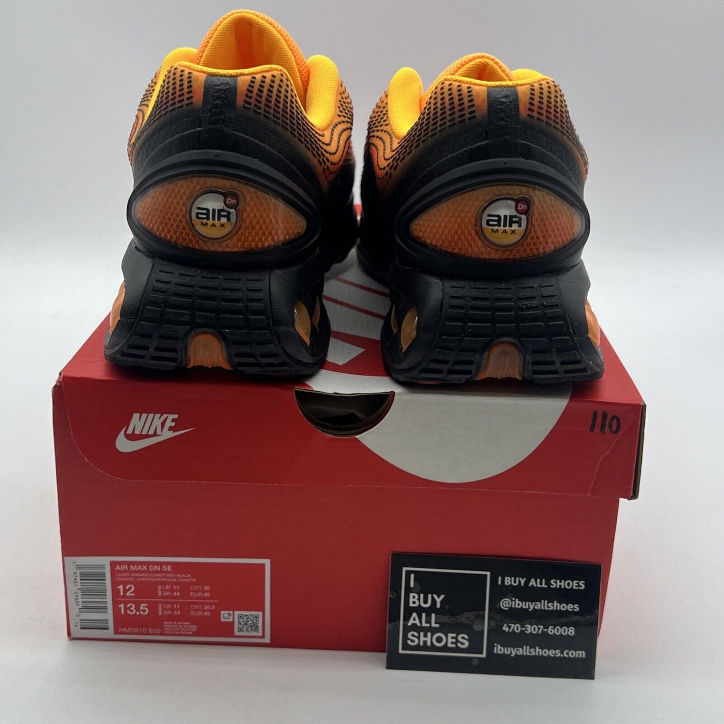 Size 12 - Nike Air Max DN SE Shoes Black Laser Orange Comet Red (HM0810-800)