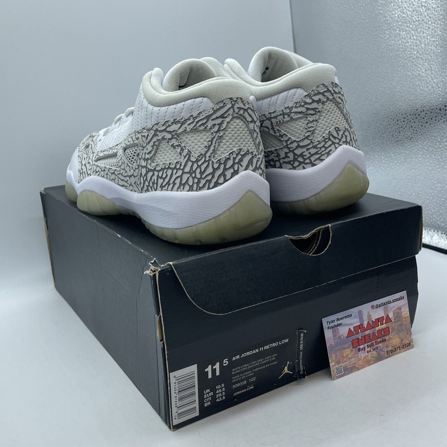 Size 11.5 - Air Jordan 11 Retro IE 2015 Low Cobalt White Suede (306008-102)