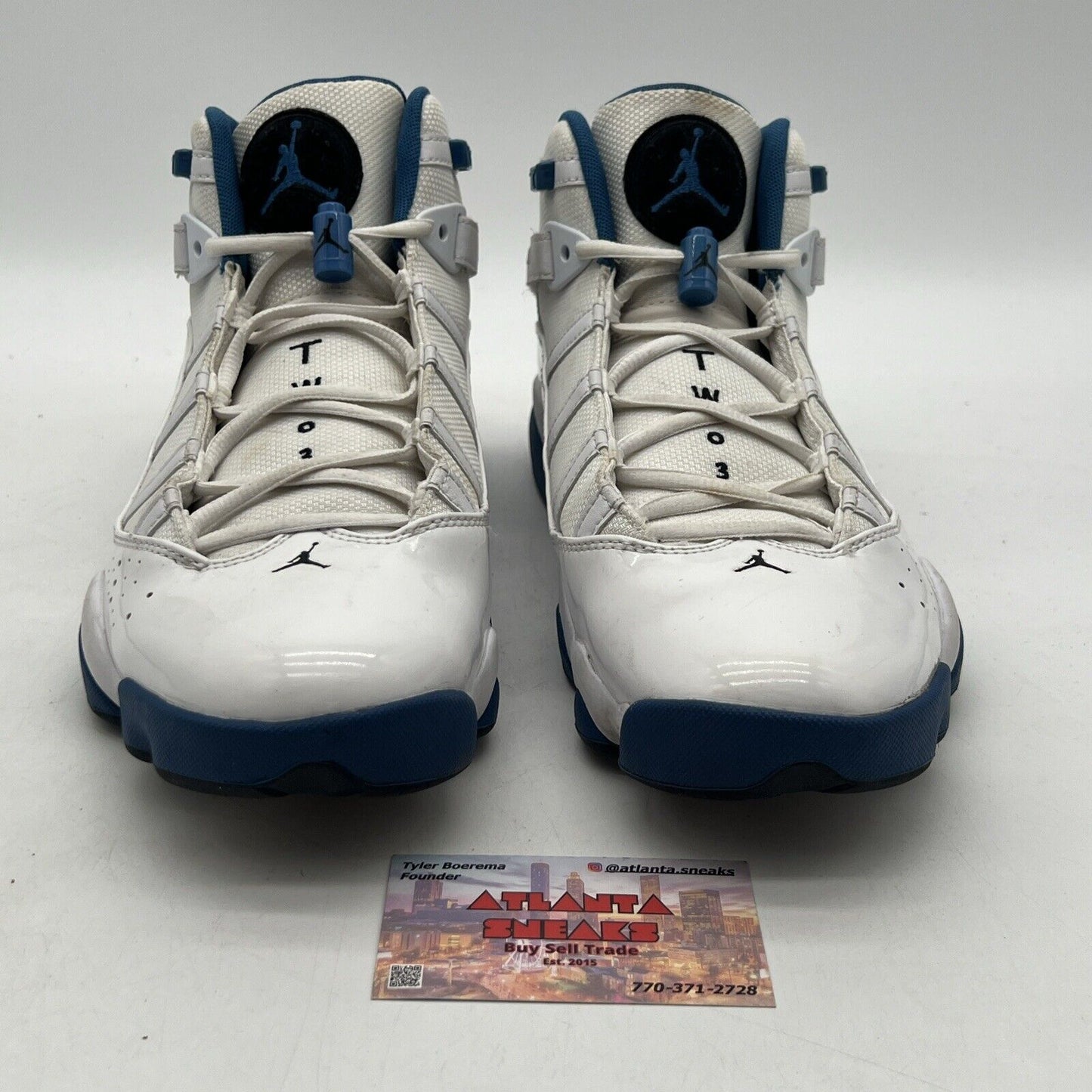 Size 12 - Jordan 6 Rings White Dark Marina Blue Leather (322992-114)