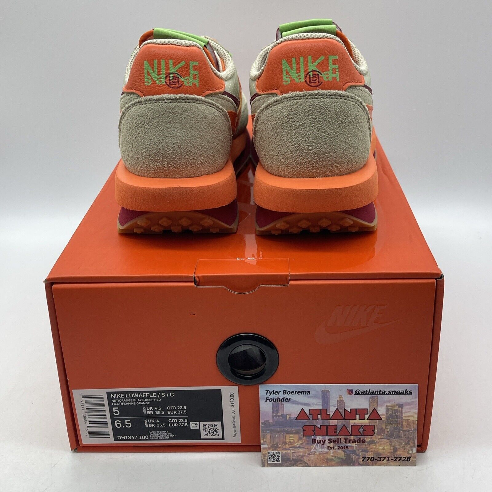 Size 5 - Nike sacai x Clot x LDWaffle Net Orange Blaze Orange Suede (DH1347-100)