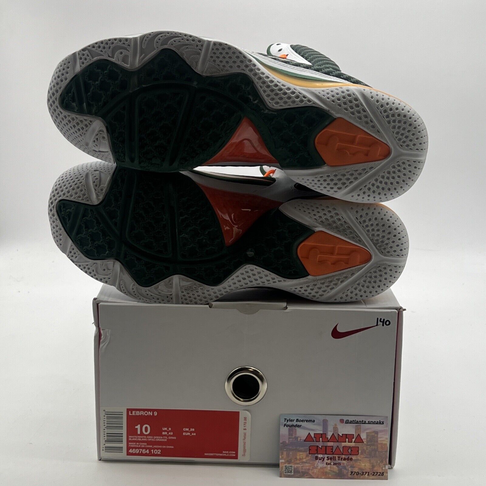 Size 10 - Nike LeBron 9 Miami Hurricanes (469764-102)