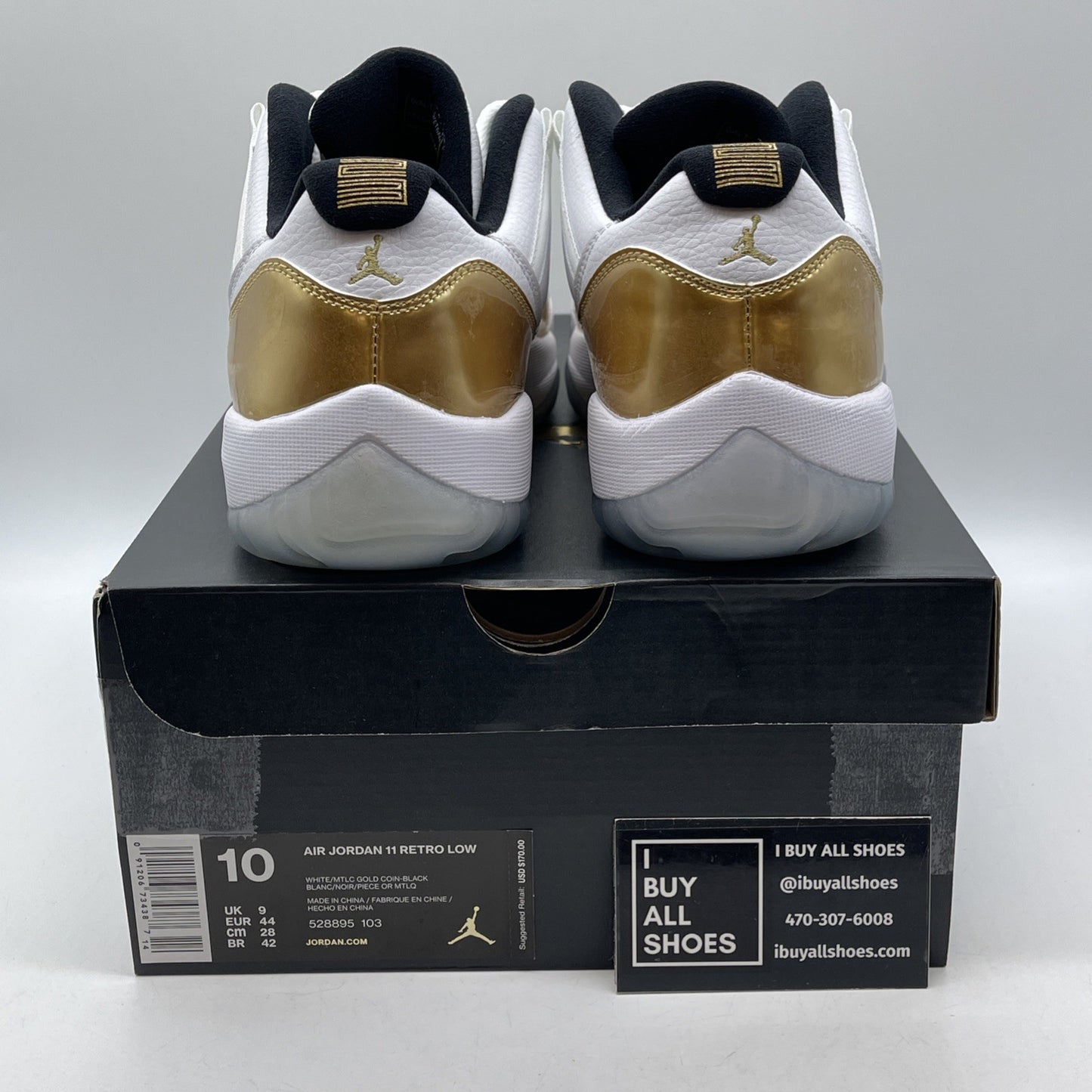 Size 10 - Air Jordan 11 Retro Low Closing Ceremony Gold White (528895-103)