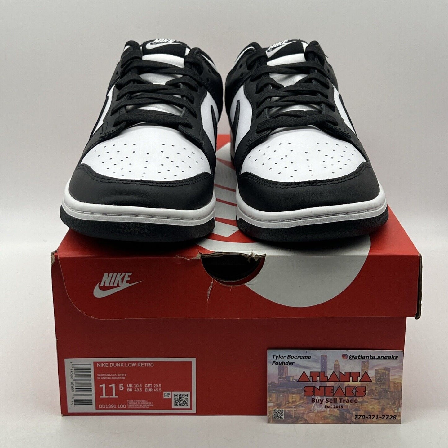 Size 11.5 - Nike Dunk Low Black White Leather