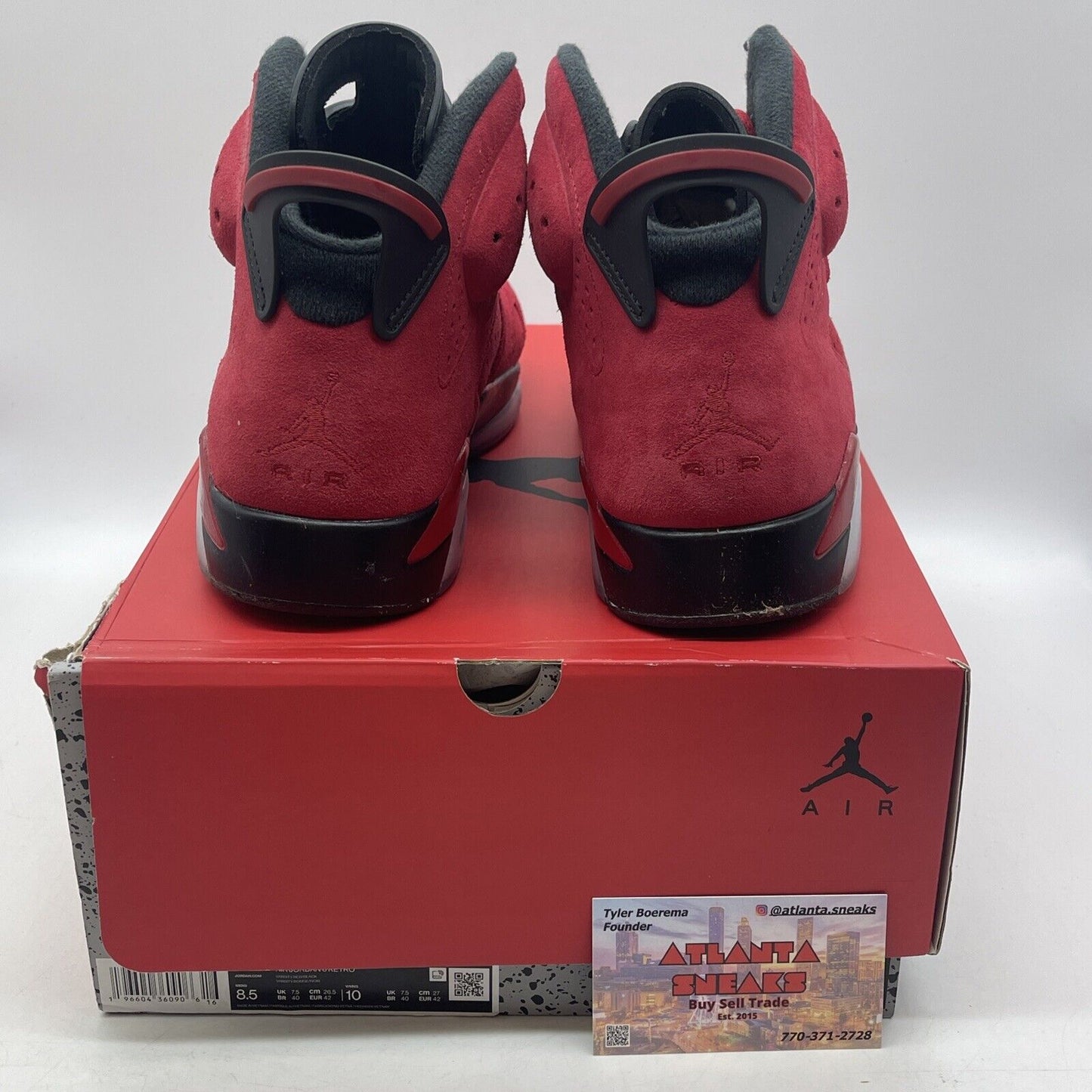 Size 8.5 - Air Jordan 6 Retro Toro Bravo Red Black Suede (CT8529-600)