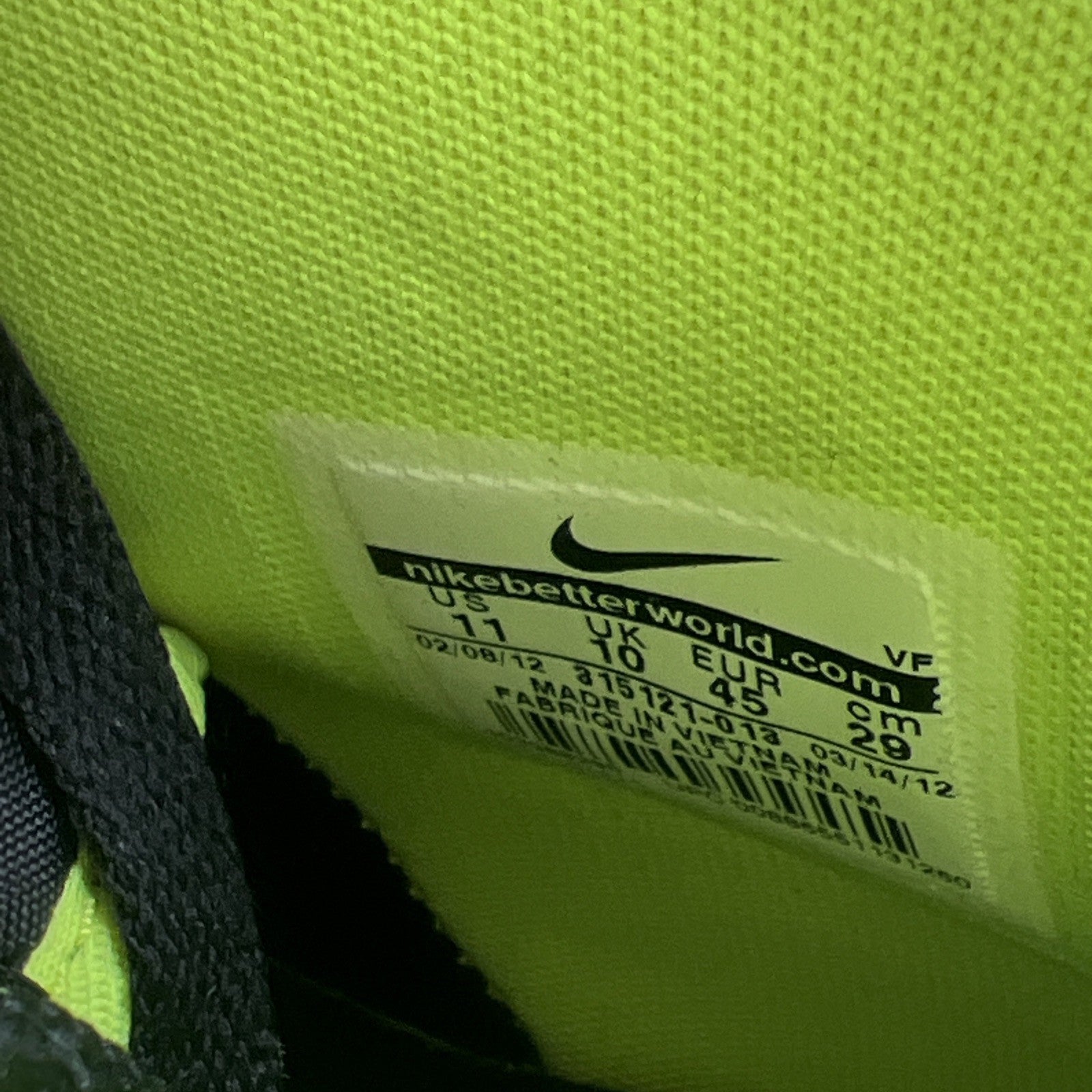 Size 11 - Nike Air Force 1 High Black Volt (315121-013)