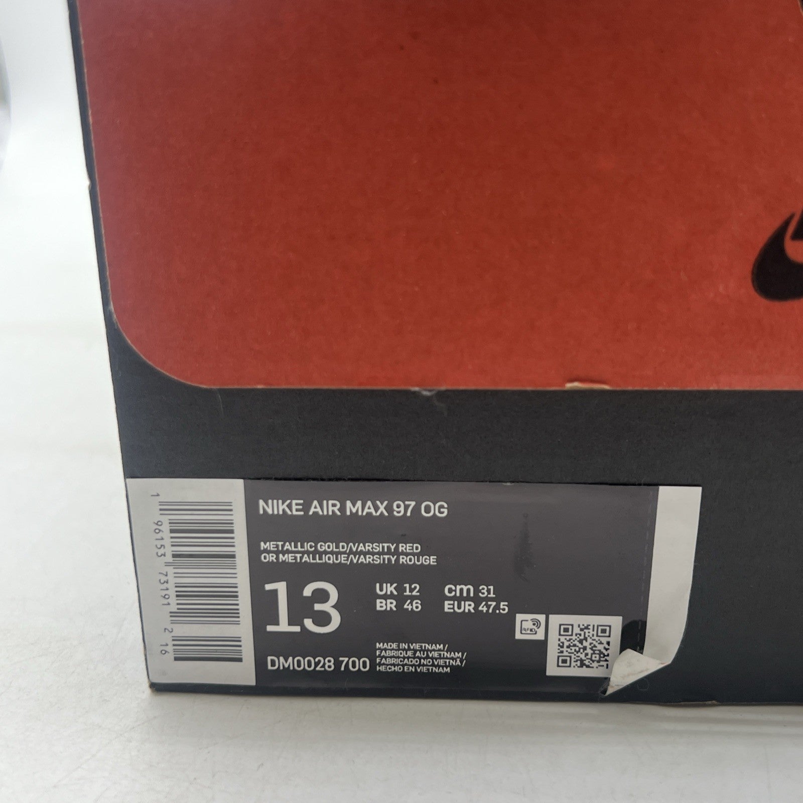 Size 13 - Nike Air Max 97 OG 2023 Metallic Gold (DM0028-700)