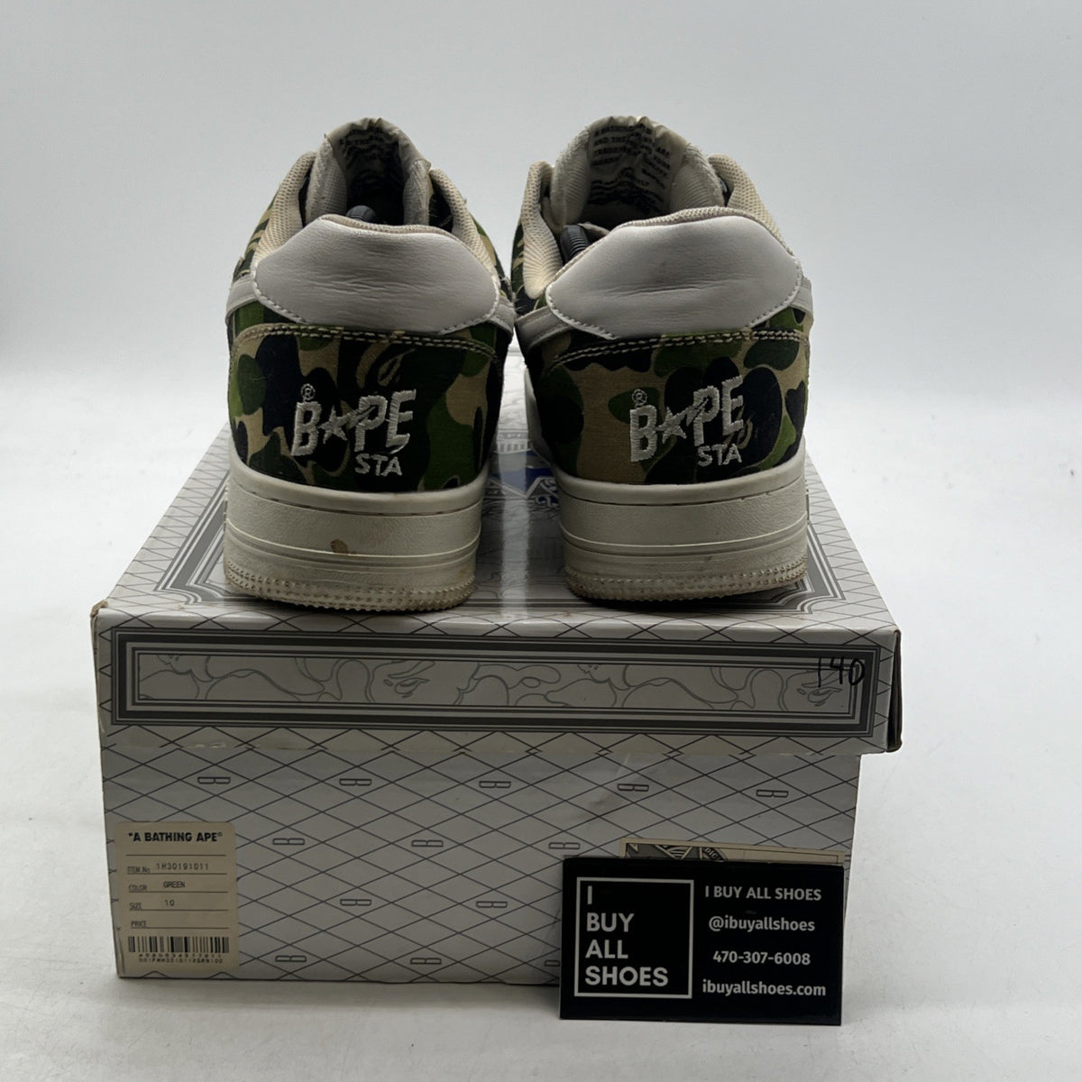 Size 10 - A Bathing Ape Bapesta Low ABC Camo - Green (1H30191011)