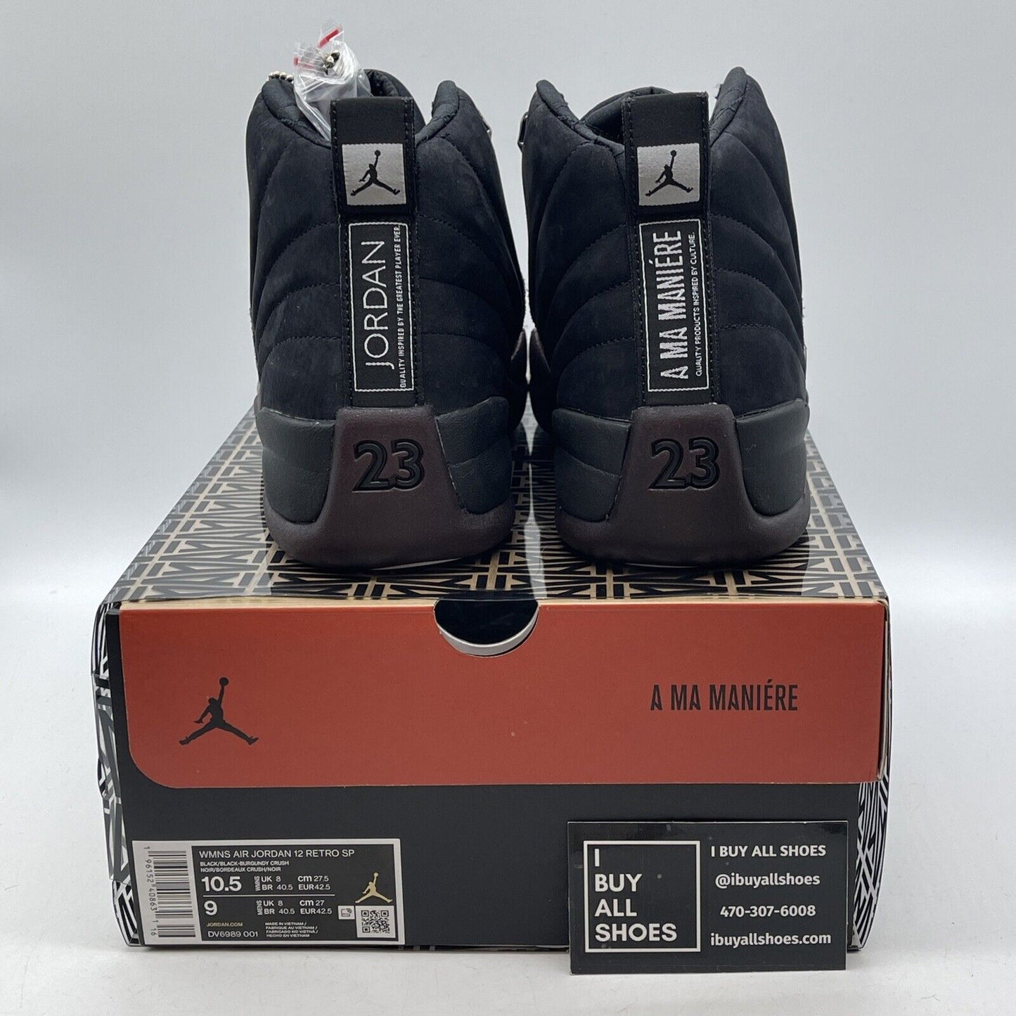 Size 10.5W - Air Jordan 12 Retro A Ma Maniere AMM Black Burgundy (DV6989-001)