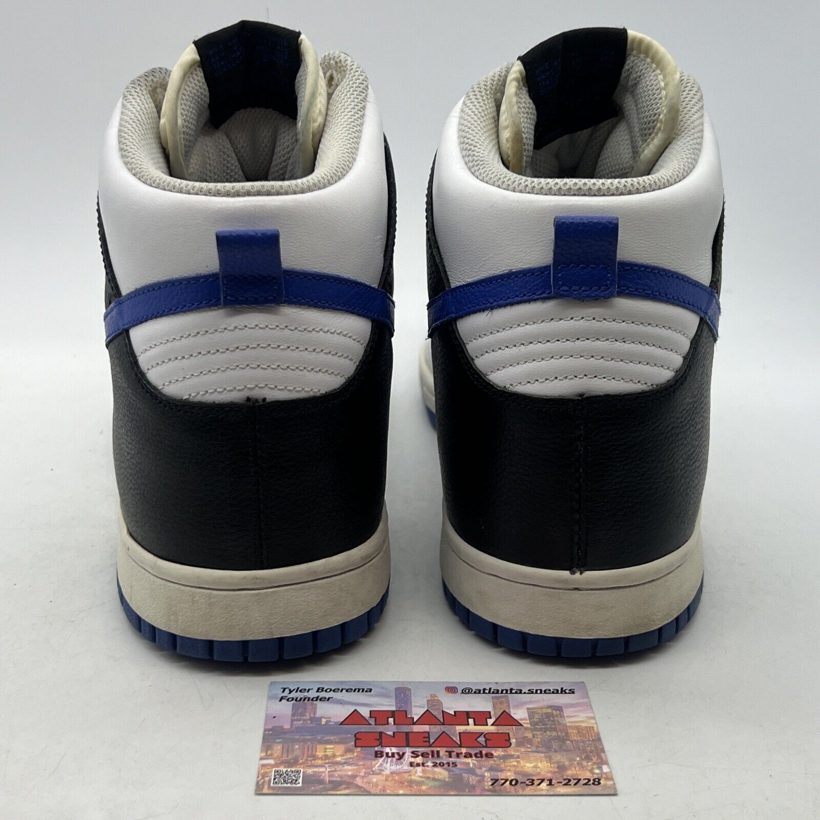 Size 11 - Nike Dunk High White - Black Blue Leather (317982-142)