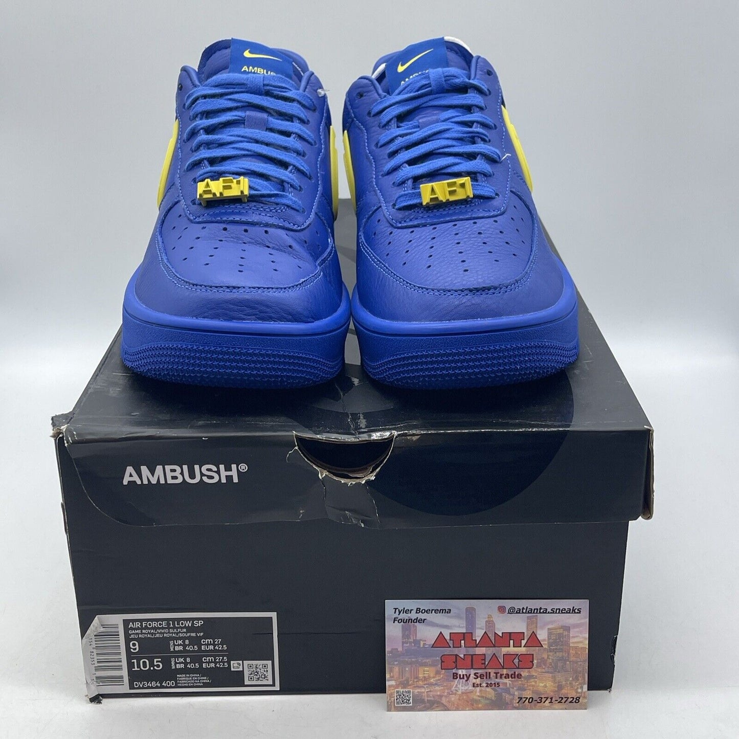 Size 9 - Nike AMBUSH x Air Force 1 Low Game Royal Yellow Leather (DV3464-400)