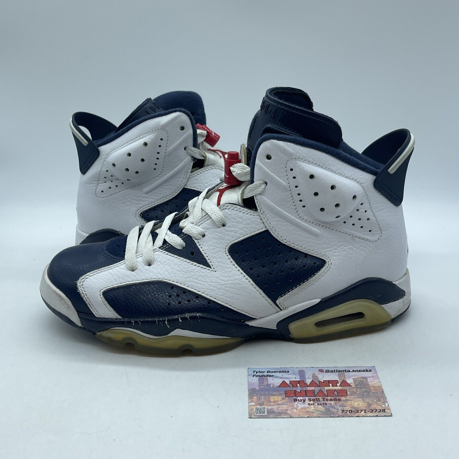 Size 9.5 - Air Jordan 6 Retro 2012 Olympic White Blue Leather (384664-130)