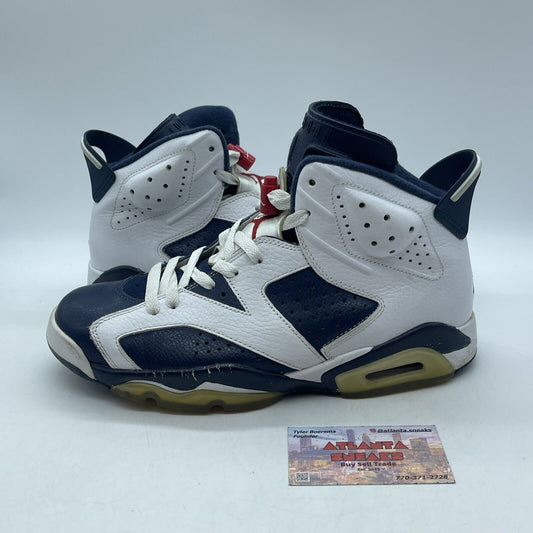 Size 9.5 - Air Jordan 6 Retro 2012 Olympic White Blue Leather (384664-130)