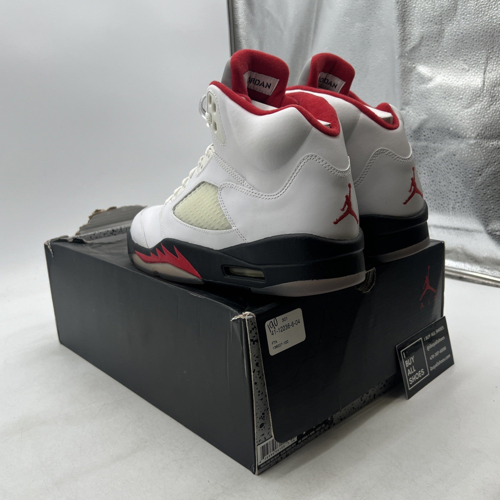 Size 9.5 - Air Jordan 5 Retro 2013 White Fire Red (136027-100)
