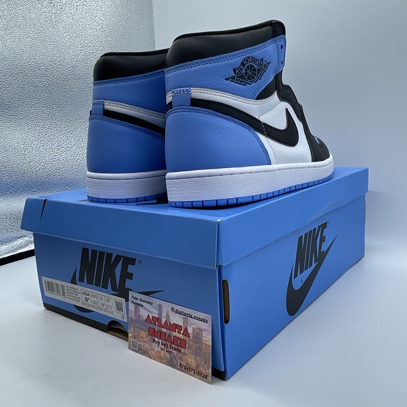 Size 9.5 - Jordan 1 Retro OG High UNC Toe White Blue Black Leather (DZ5485-400)