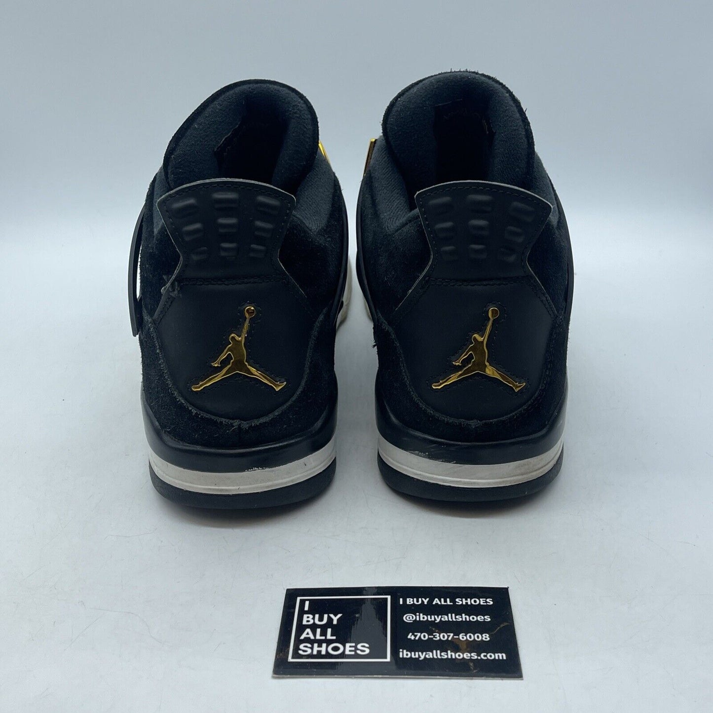Size 13 - Jordan 4 Retro Royalty 2017 Black Gold Suede Leather (308497-032)